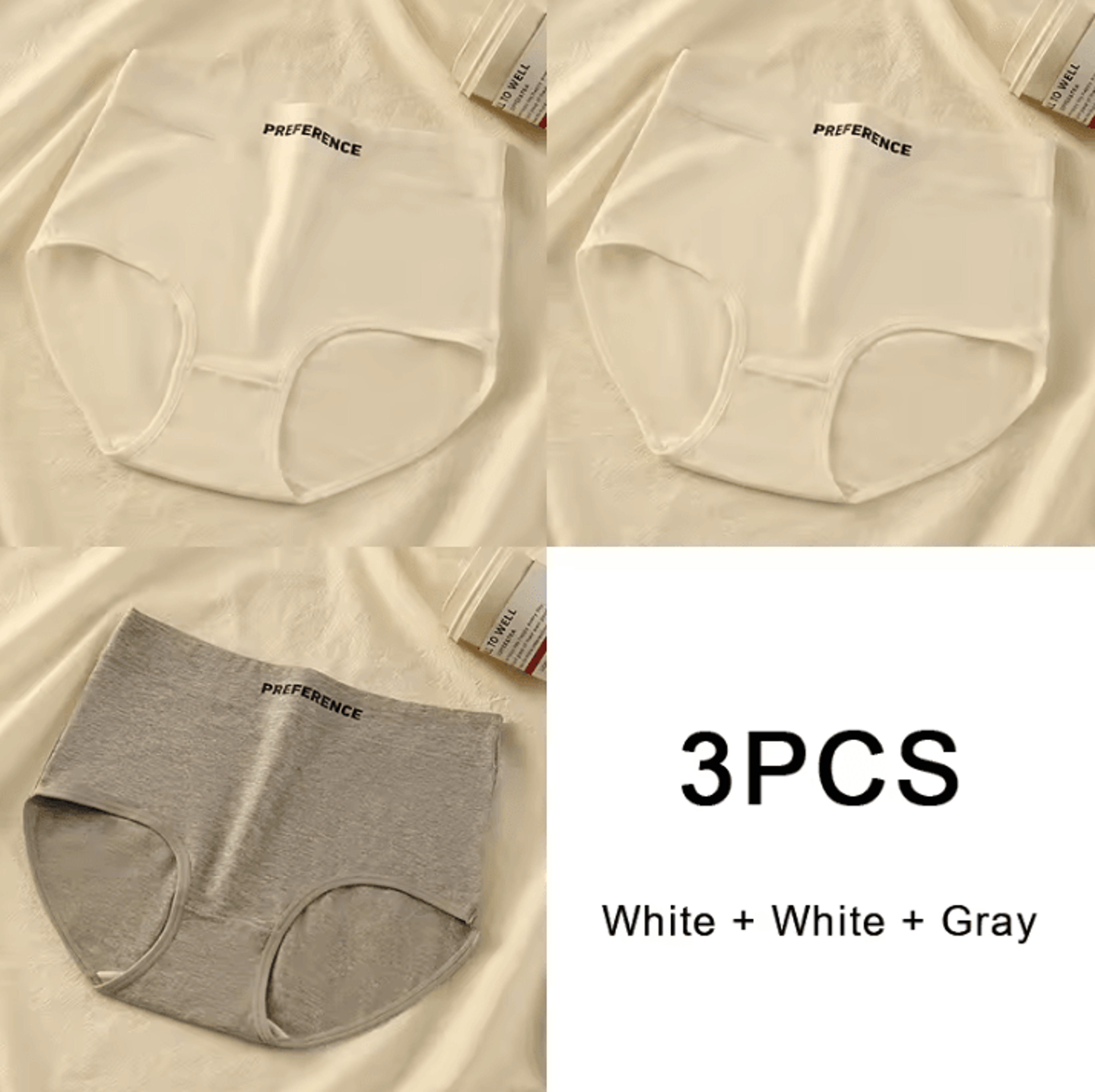 3PCS Womens Cotton HighWaist Breathable Underwear Panty Set 9