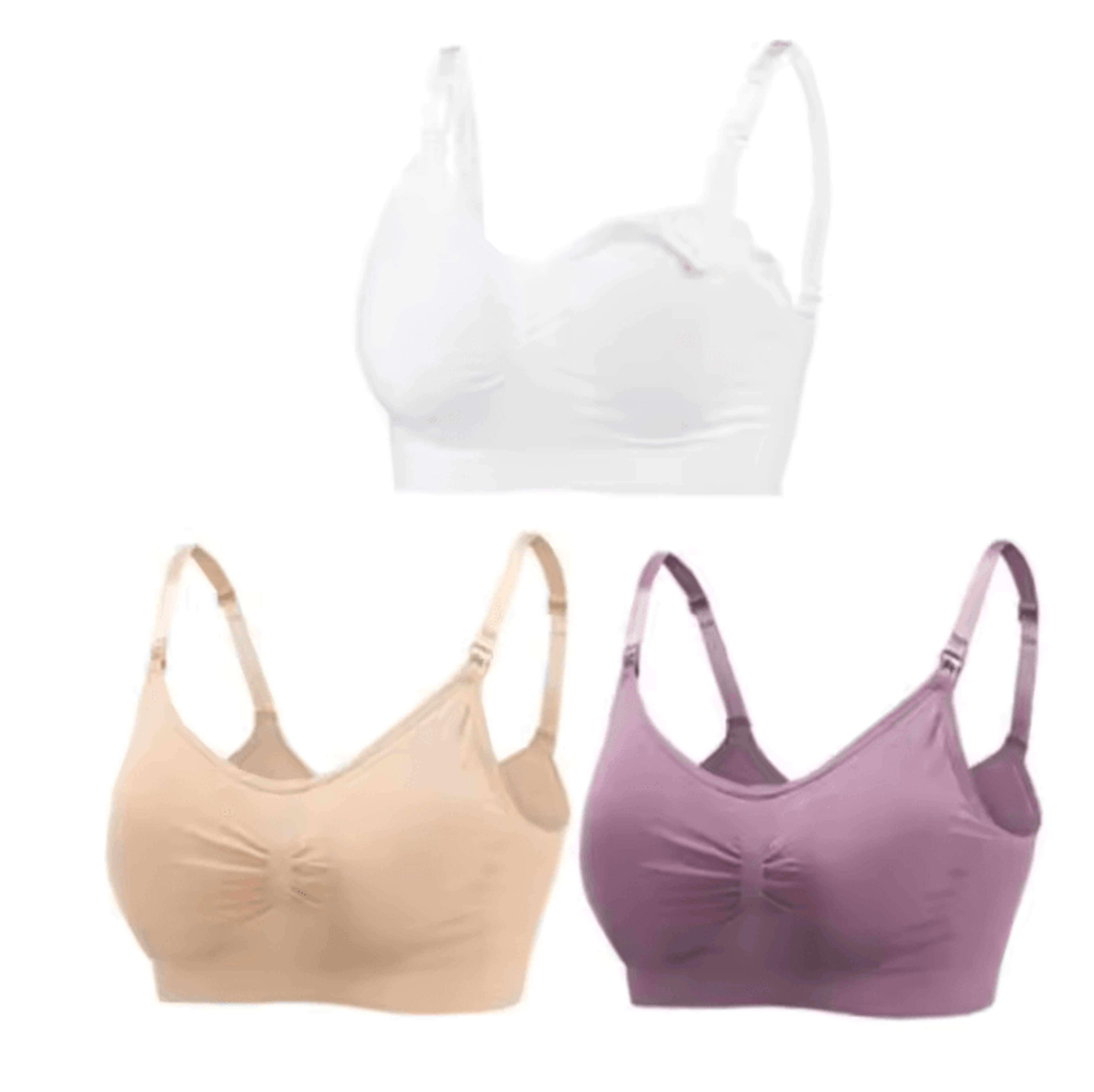 3pcs Maternity Nursing Bras Cotton Seamless Breathable Push Up Bra Set 26