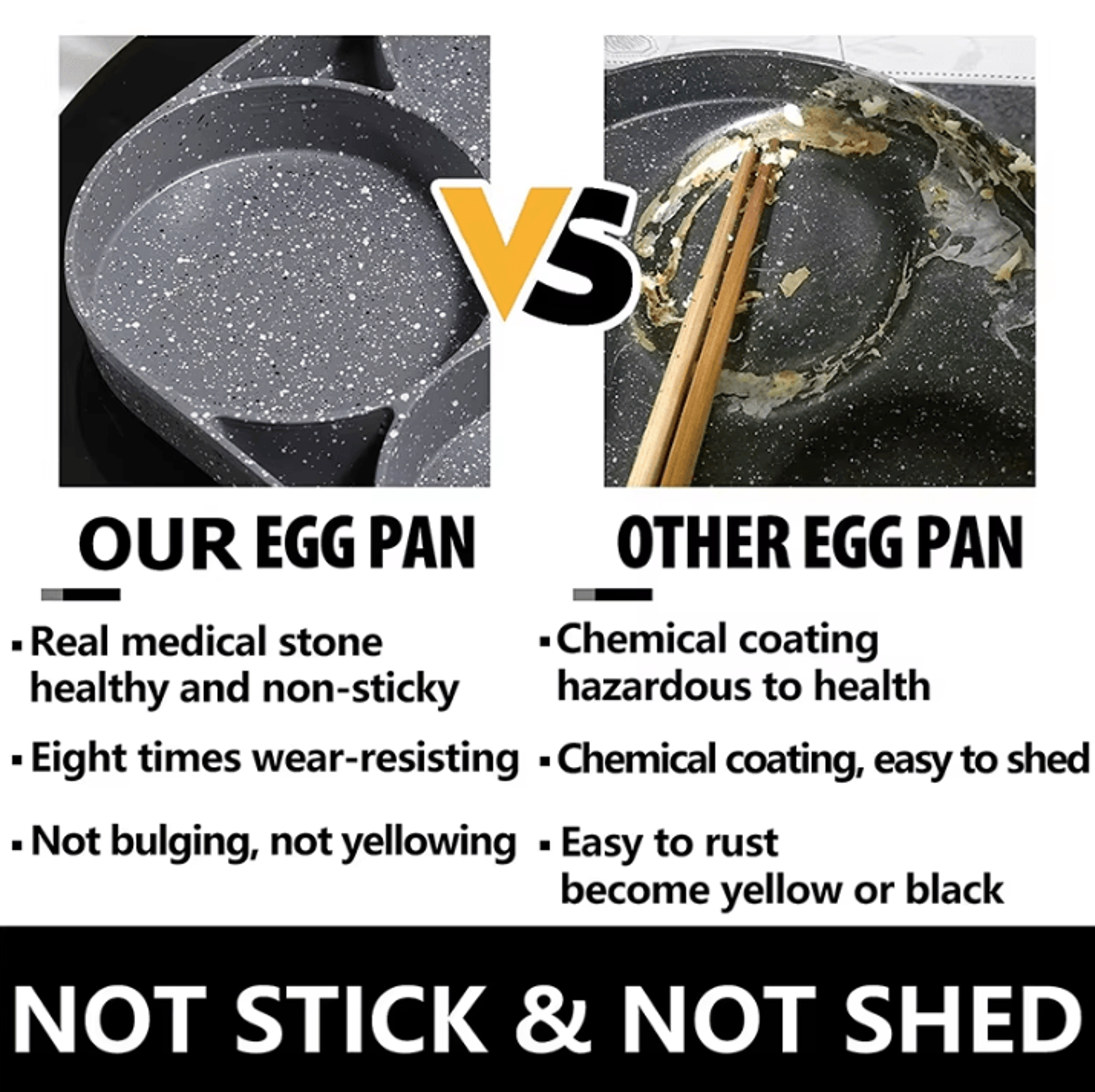 LMETJMA 4Cup Nonstick Pancake And Egg Frying Pan For Gas And Induction Cookers 4