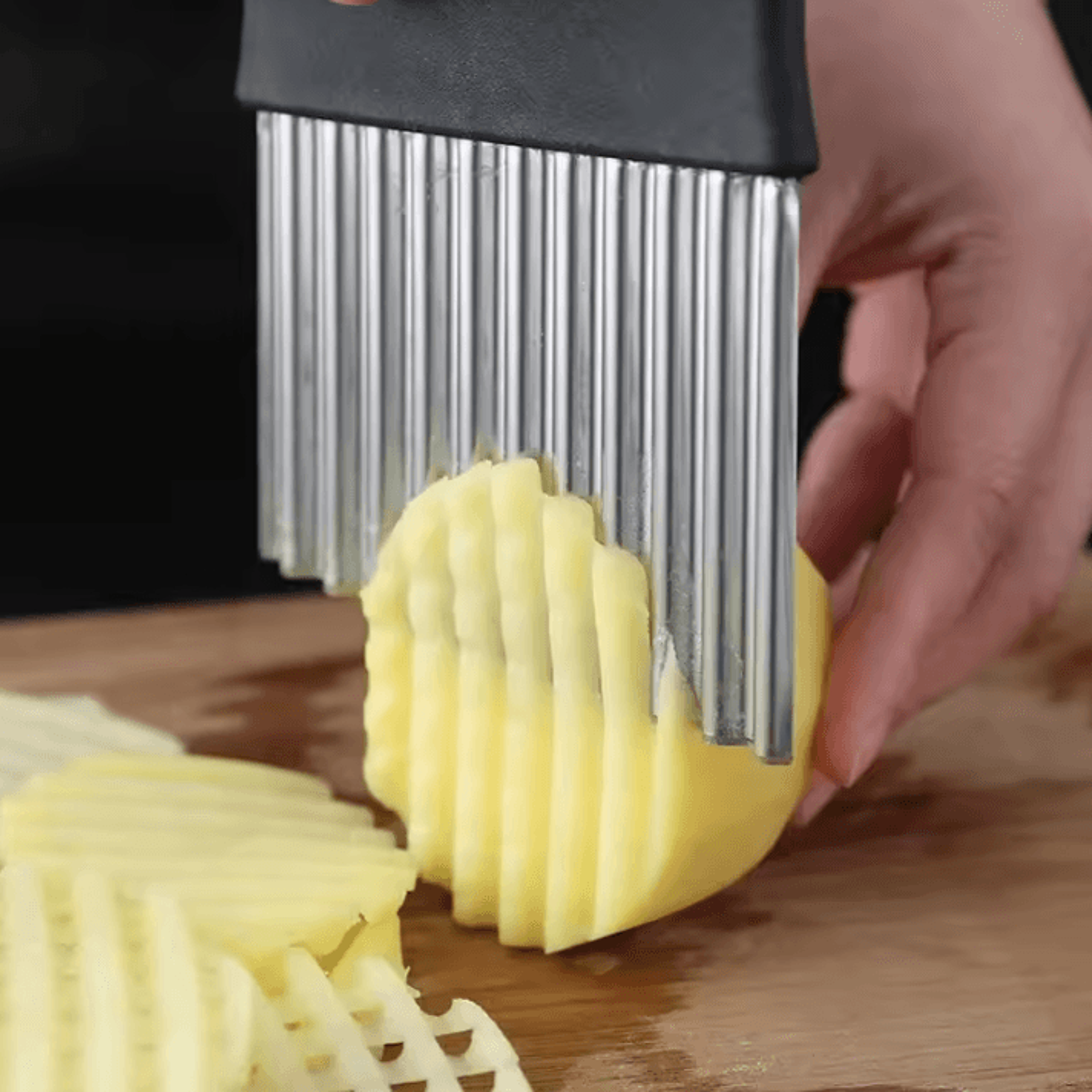 Stainless Steel Potato Chip Slicer Dough Vegetable Fruit Crinkle Wavy Kitchen Knife Cutter Chopper  1