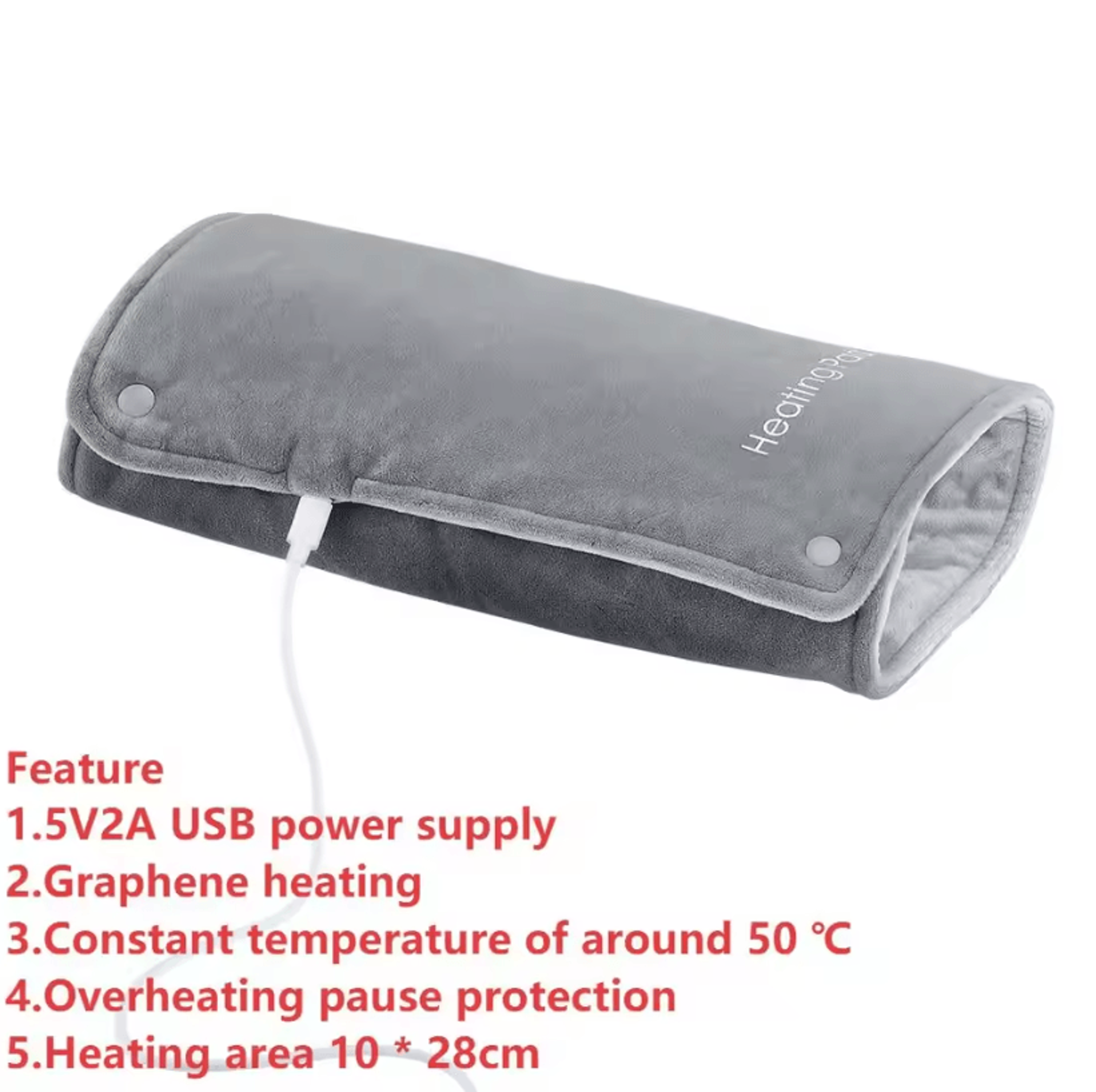 3Level Electric Graphene Heating Pad Belt With USB Recharge For Abdominal Waist And Hand Warmth 6