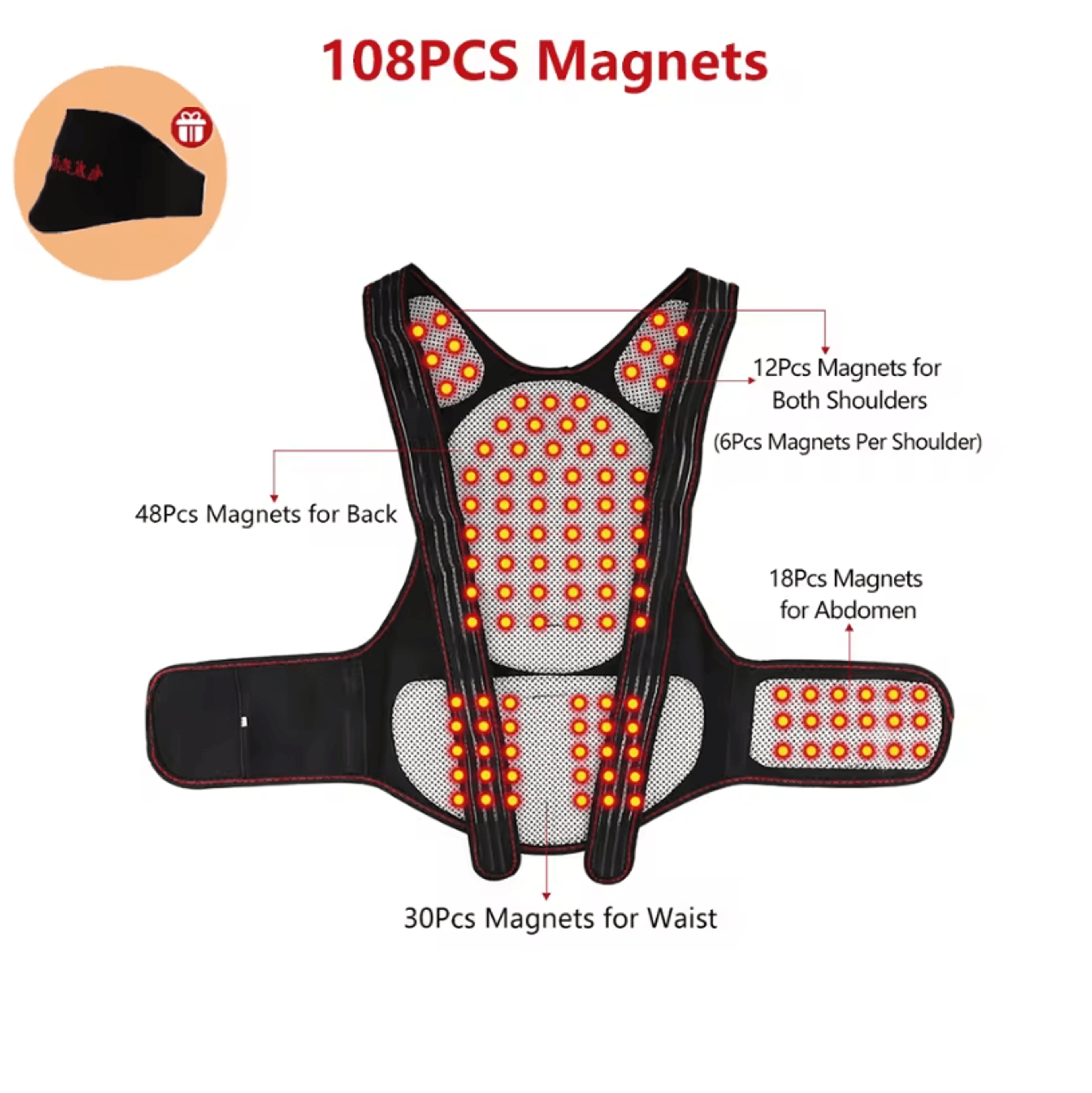 Tourmaline Magnetic Heated Vest And Lumbar Support Thermal Brace 8