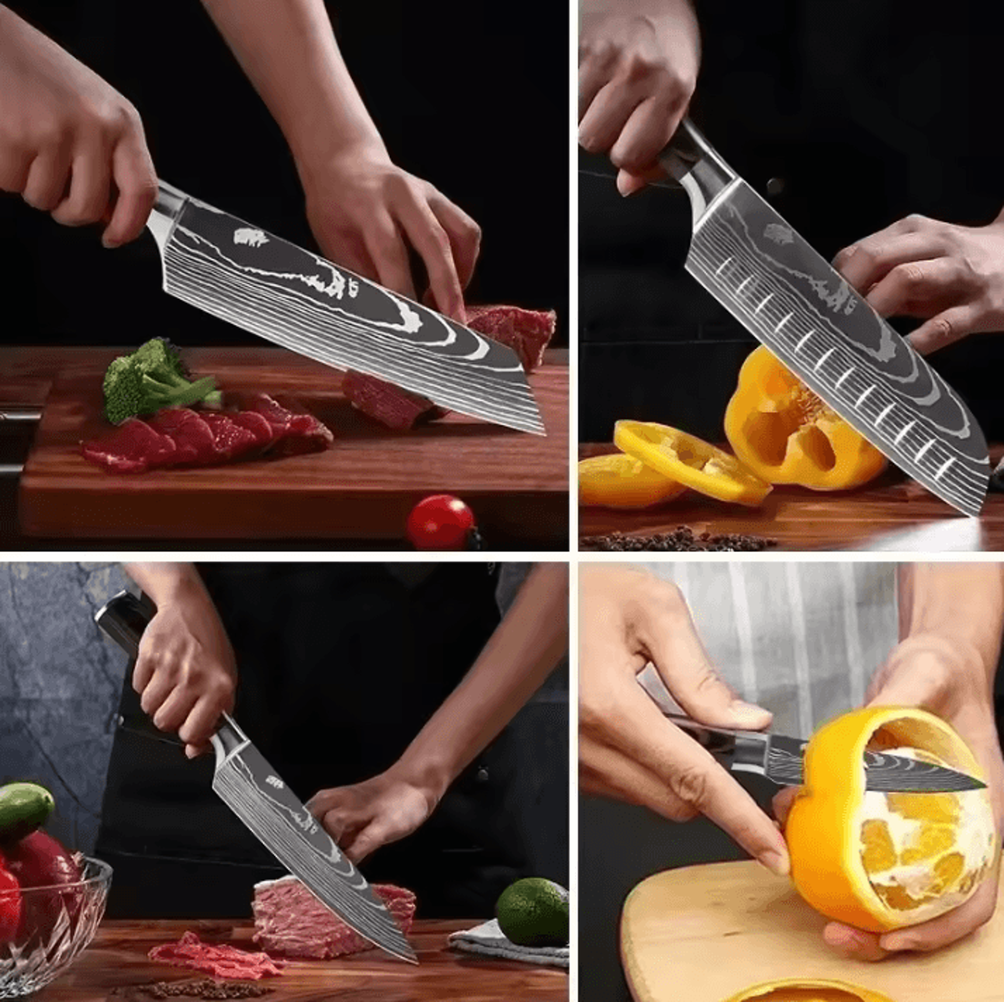 Professional Damascus Kitchen Knife Set  Japanese Santoku Cleaver  Stainless Steel Boning Knife 3