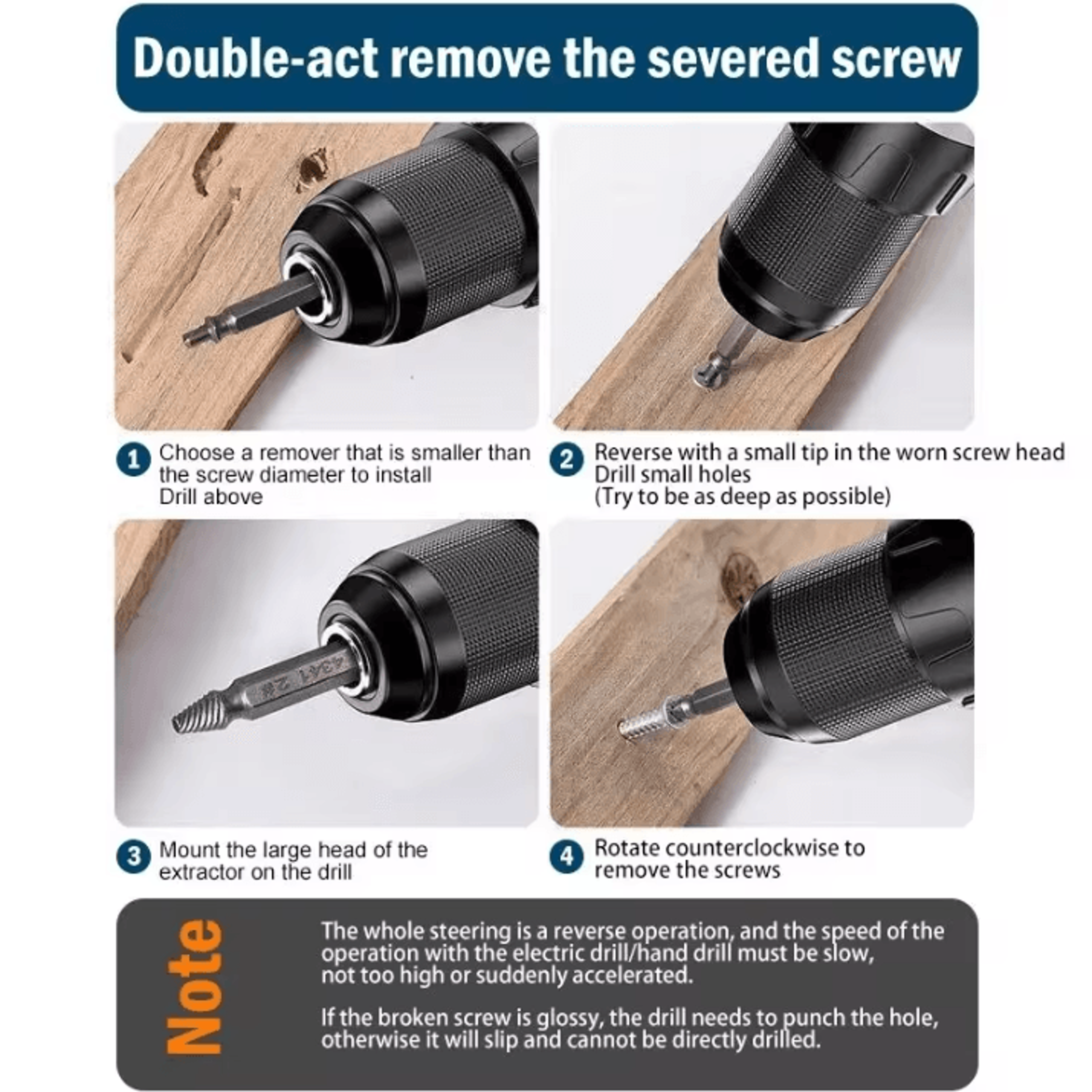 Damaged Screw Extractor Set  Double Head Broken Bolt Removal Tool For Stripped  Stuck Screws 3