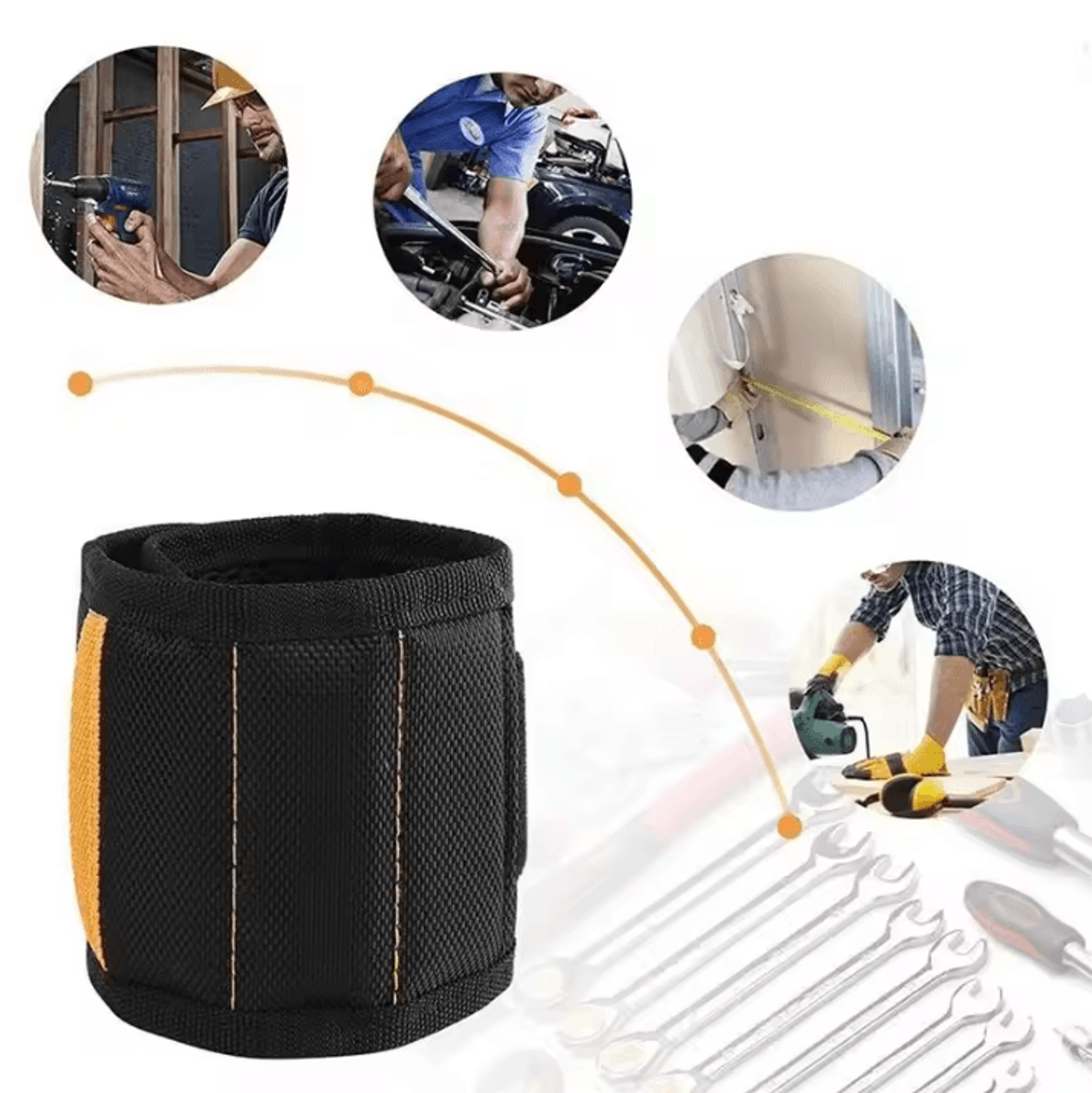 Magnetic Wristband Tool Holder  Strong Magnet Wrist Strap For Screws Nails  Drilling Bits 3