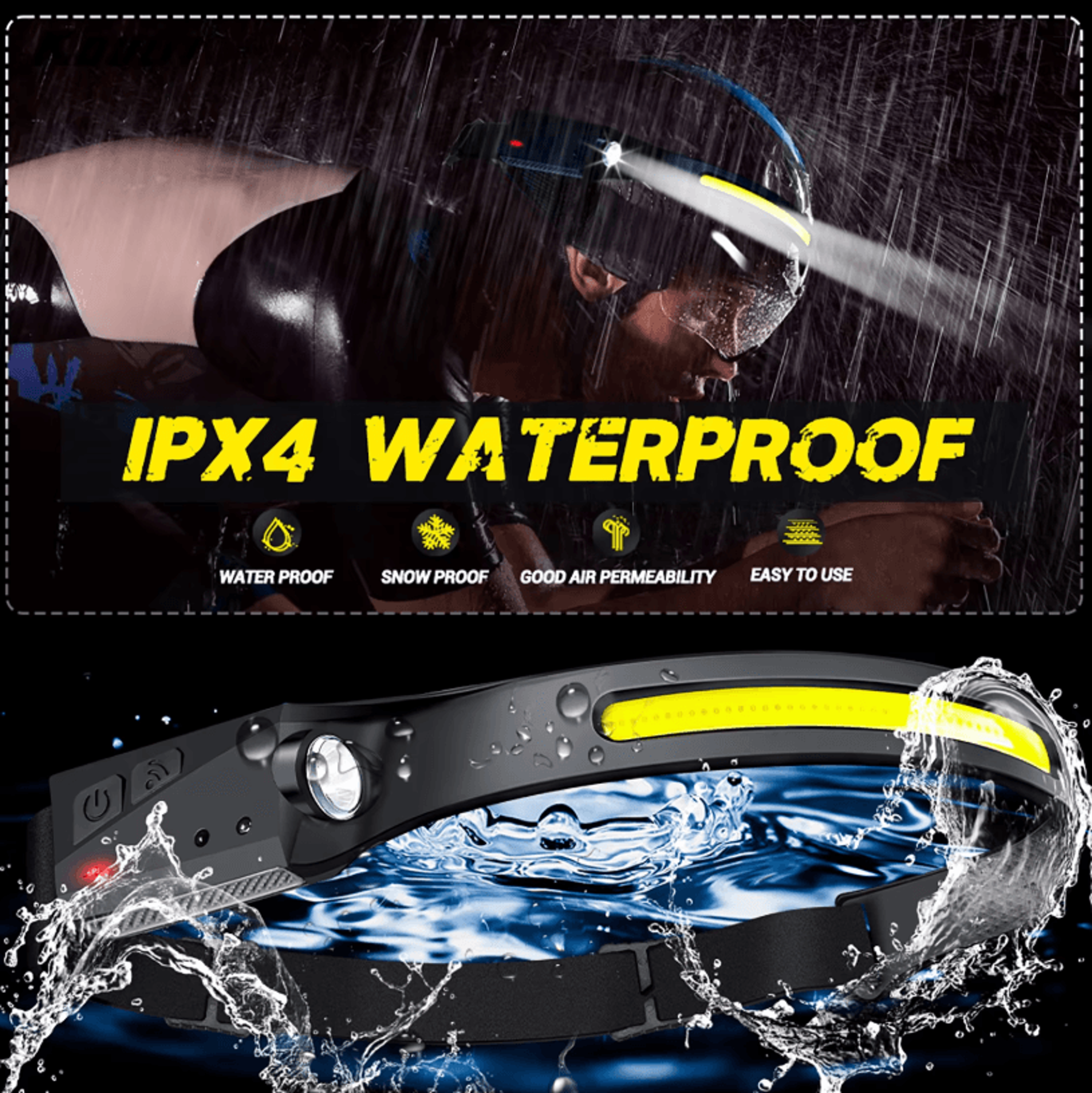 Rechargeable LED Sensor Headlamp  5Mode HandsFree Head Flashlight For Fishing Camping  Outdoor Use 3