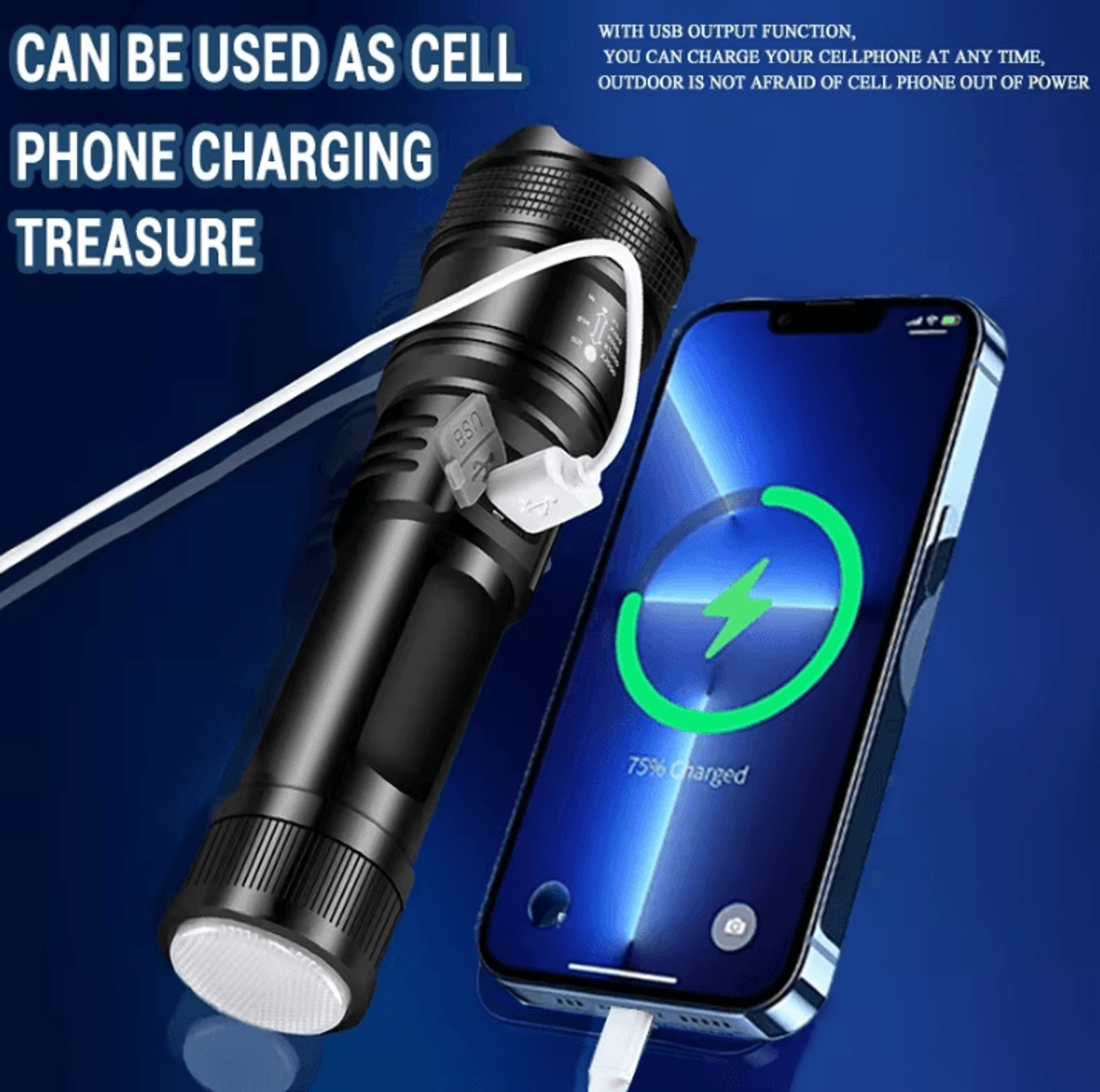 Powerful P70 LED Flashlight  5000LM Ultra Bright Tactical Zoom Torch With Builtin 18650 Battery 3