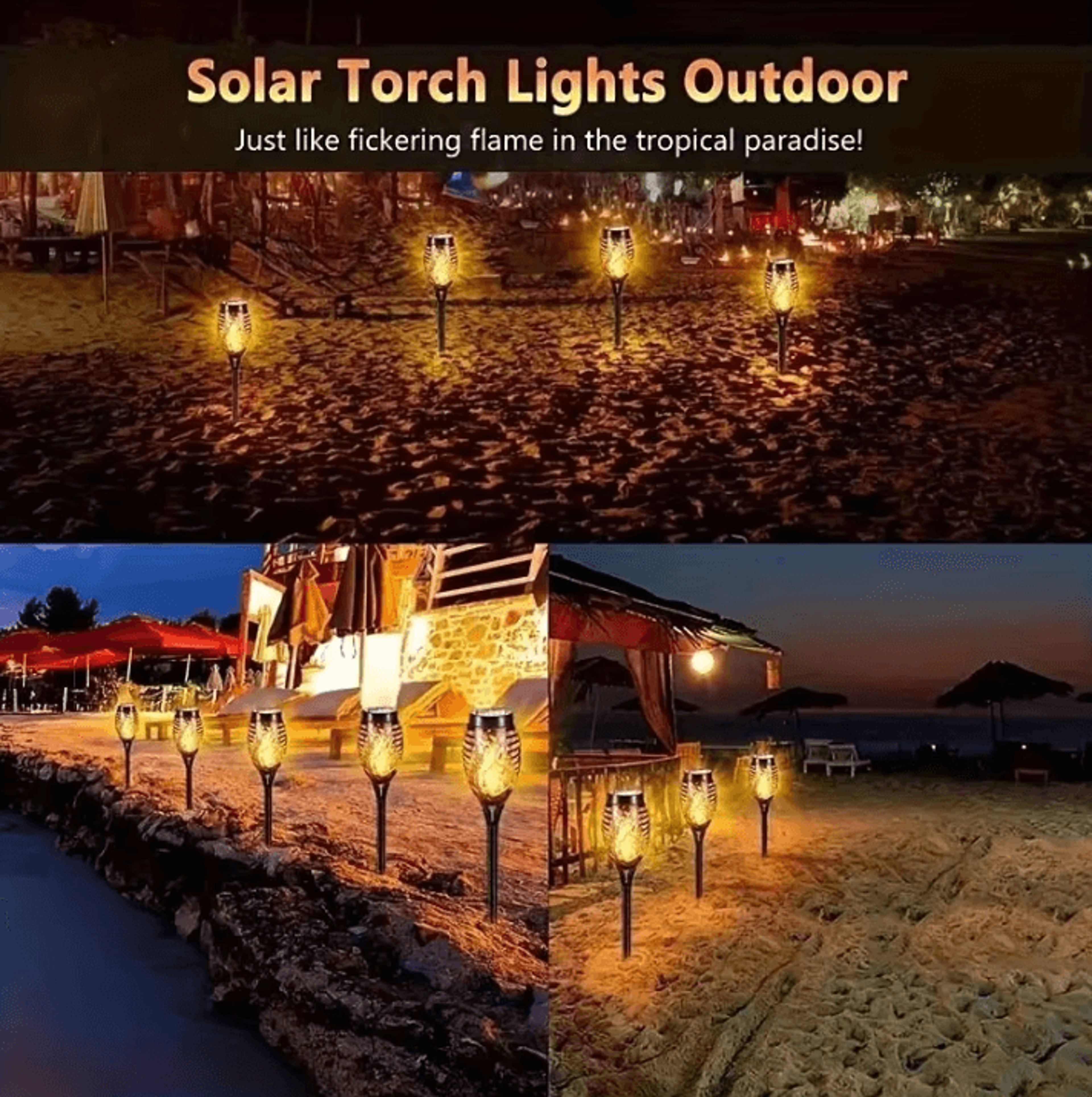 12LED Solar Flame Torch Lights  Waterproof Flickering Garden  Pathway Outdoor Solar Lamps 1