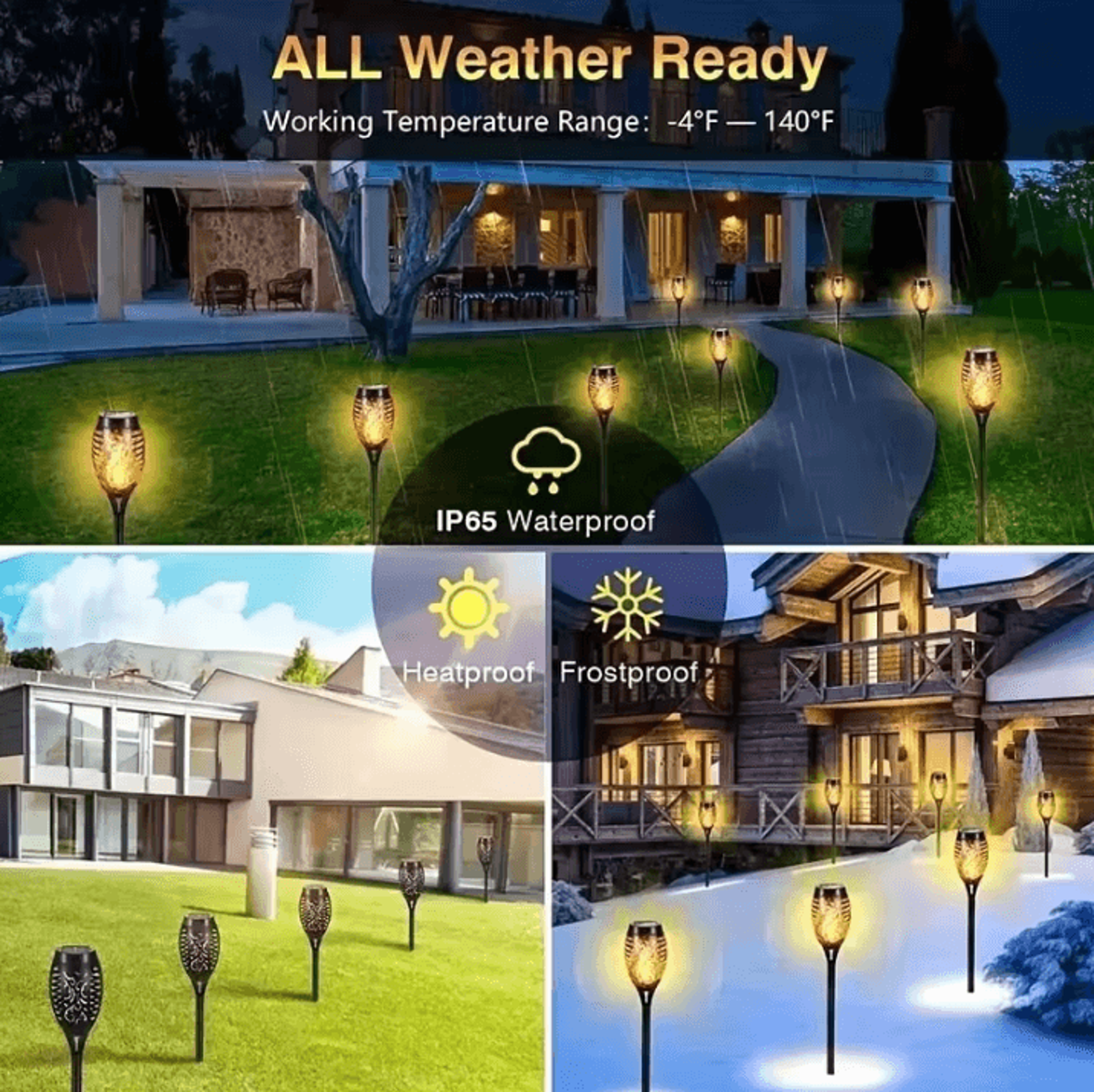 12LED Solar Flame Torch Lights  Waterproof Flickering Garden  Pathway Outdoor Solar Lamps 3