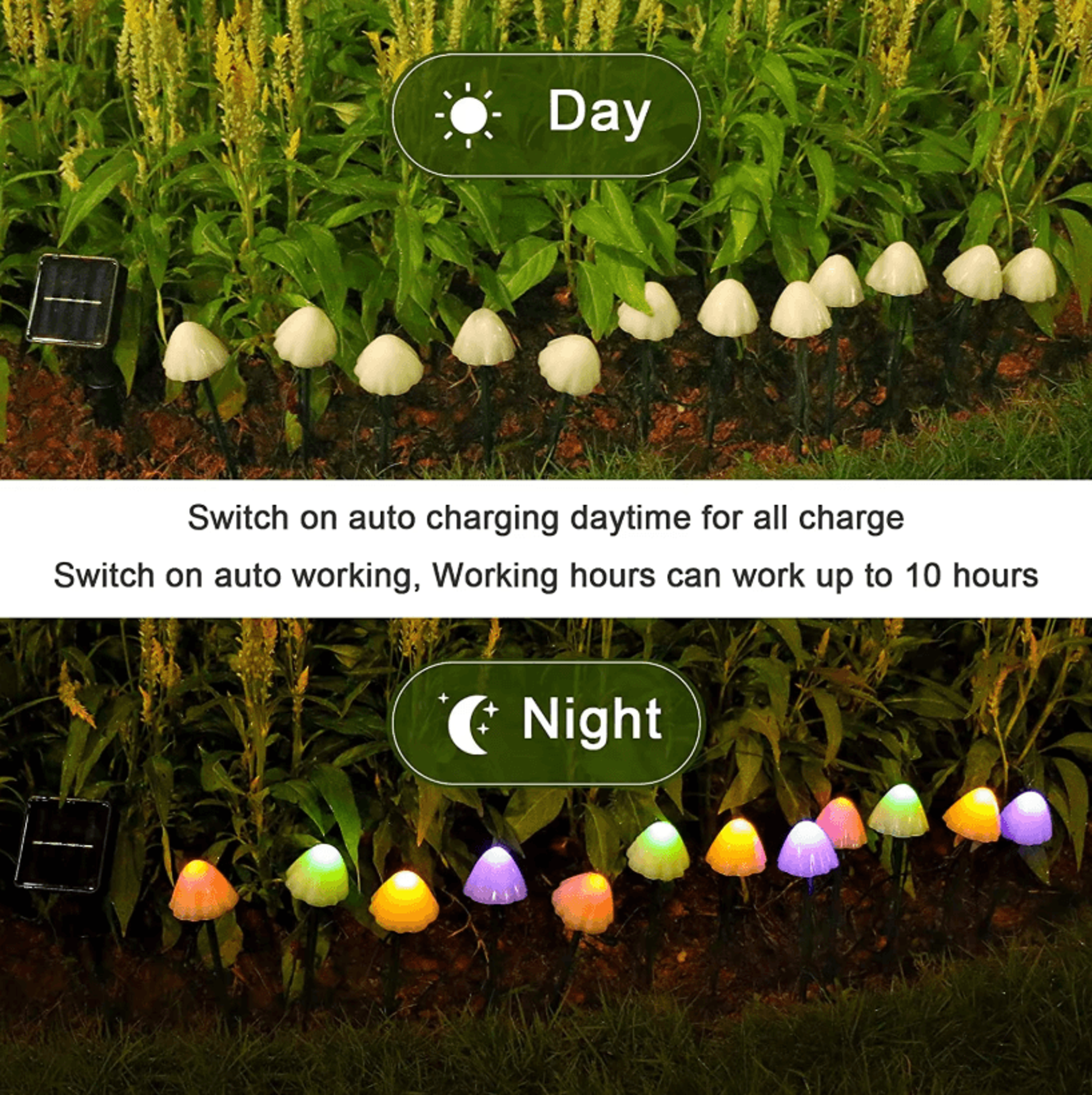 10 LED Solar Mushroom Lights 5 Watts Waterproof Outdoor Decorative Street  Garden Lights 35m 2