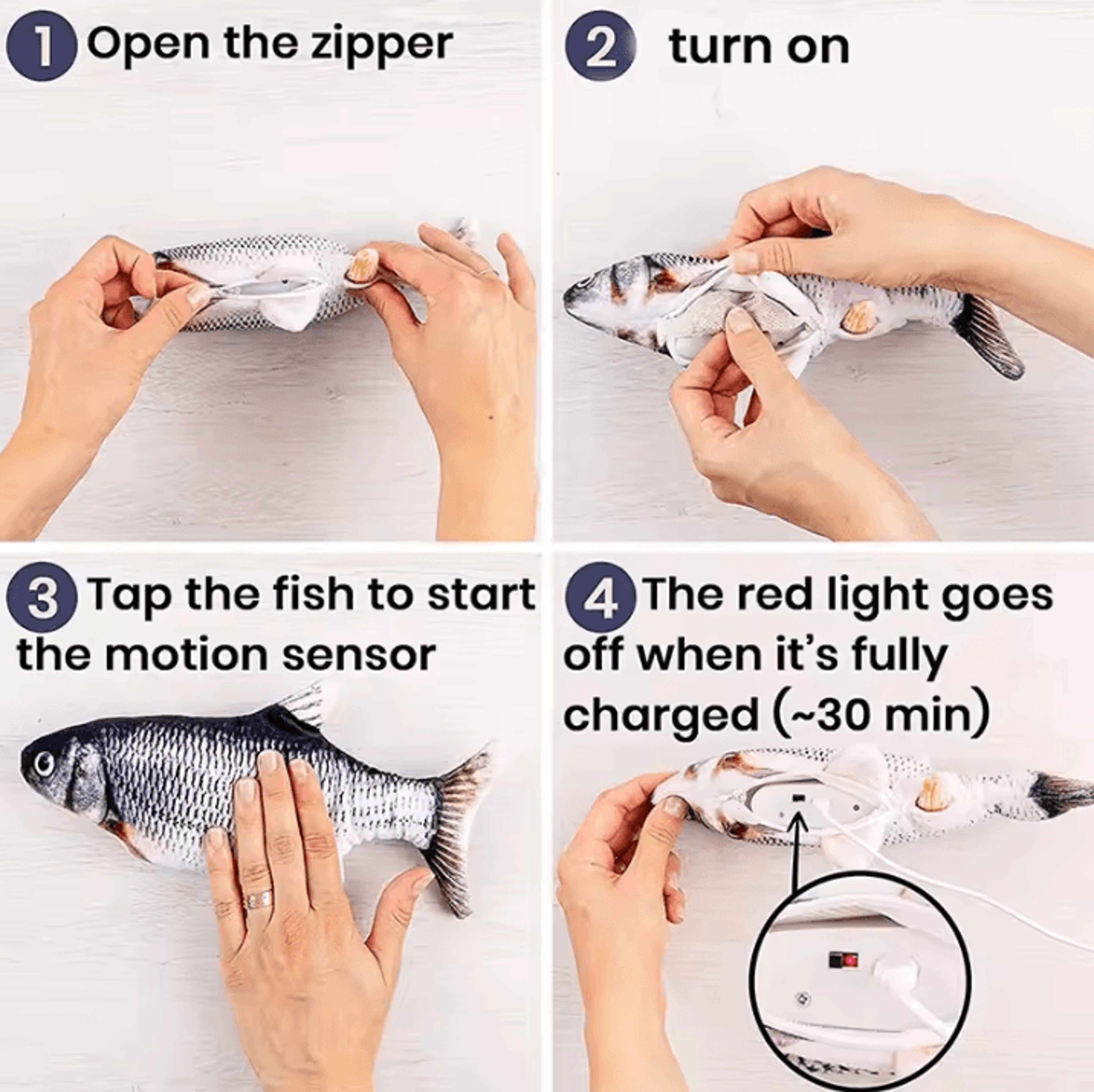 Interactive USB Rechargeable Floppy Fish Toy  Electric Simulation Chew  Training Toy For Cats  Dogs 3