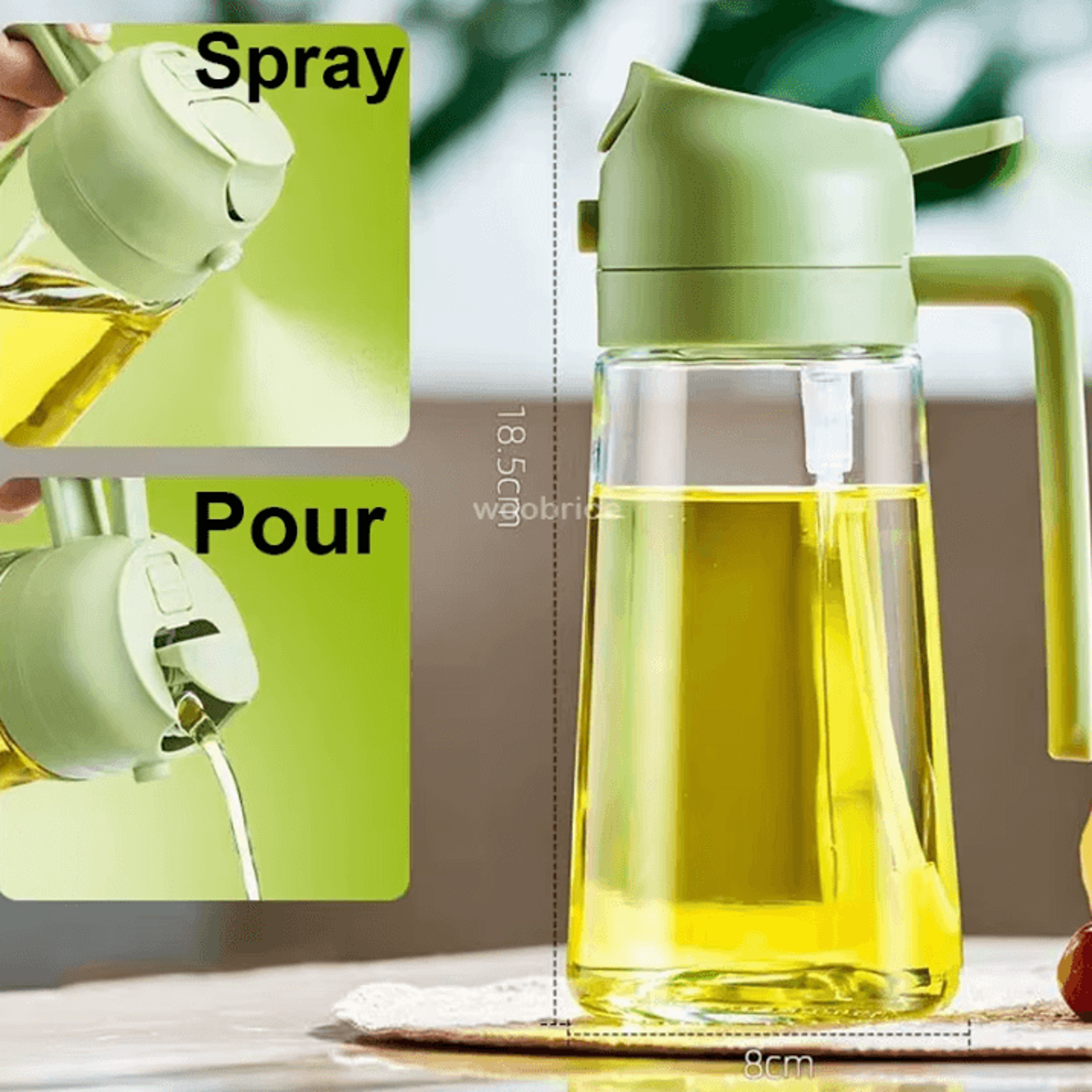 ergonomic olive oil sprayer bottle – 2-in-1 oil dispenser & kitchen oil mister with comfortable handle