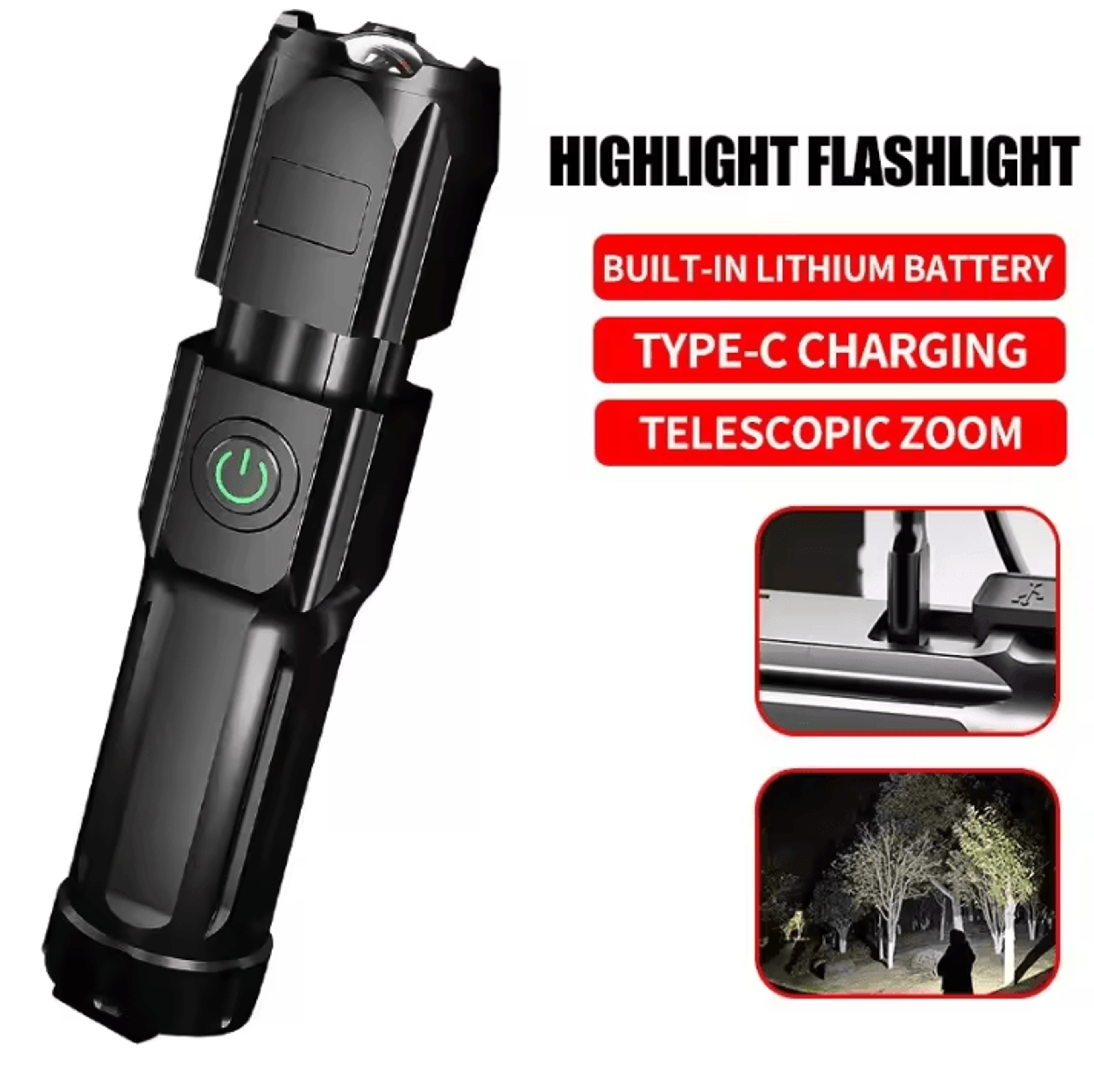 Rechargeable Tactical Flashlight  100000 Lumen LED Torch With USB Waterproof Zoom For Fishing  Hunt 0