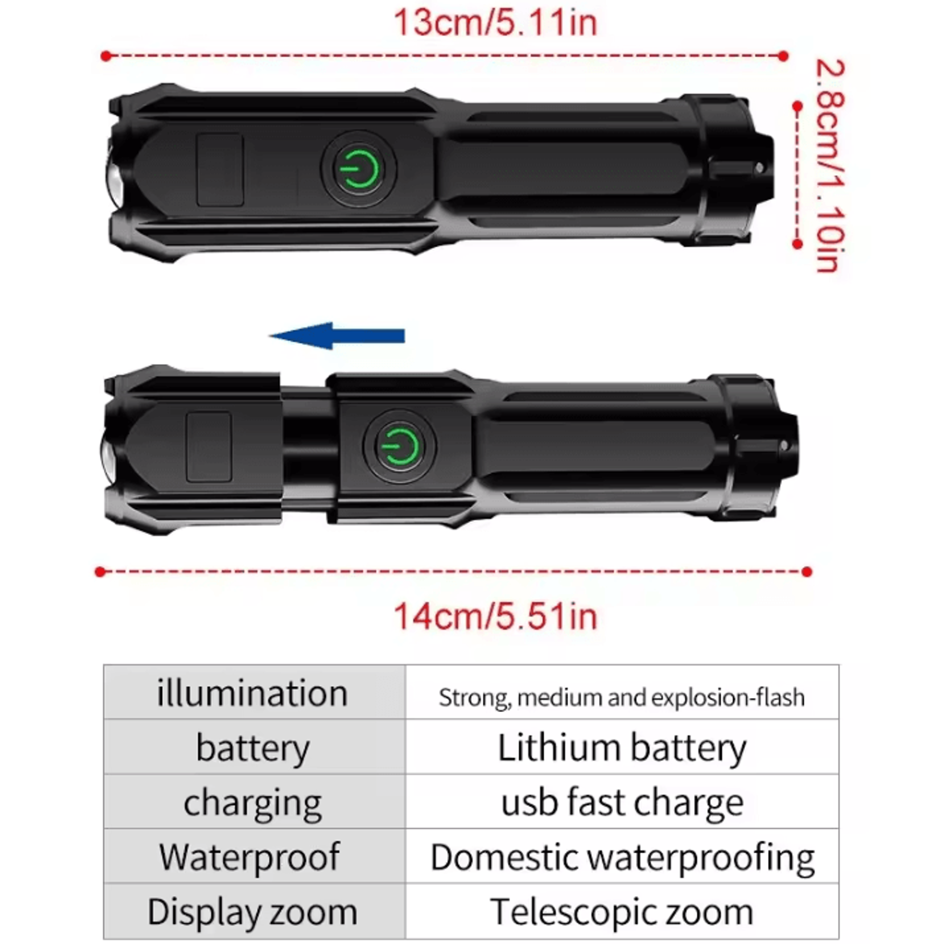 Rechargeable Tactical Flashlight  100000 Lumen LED Torch With USB Waterproof Zoom For Fishing  Hunt 5