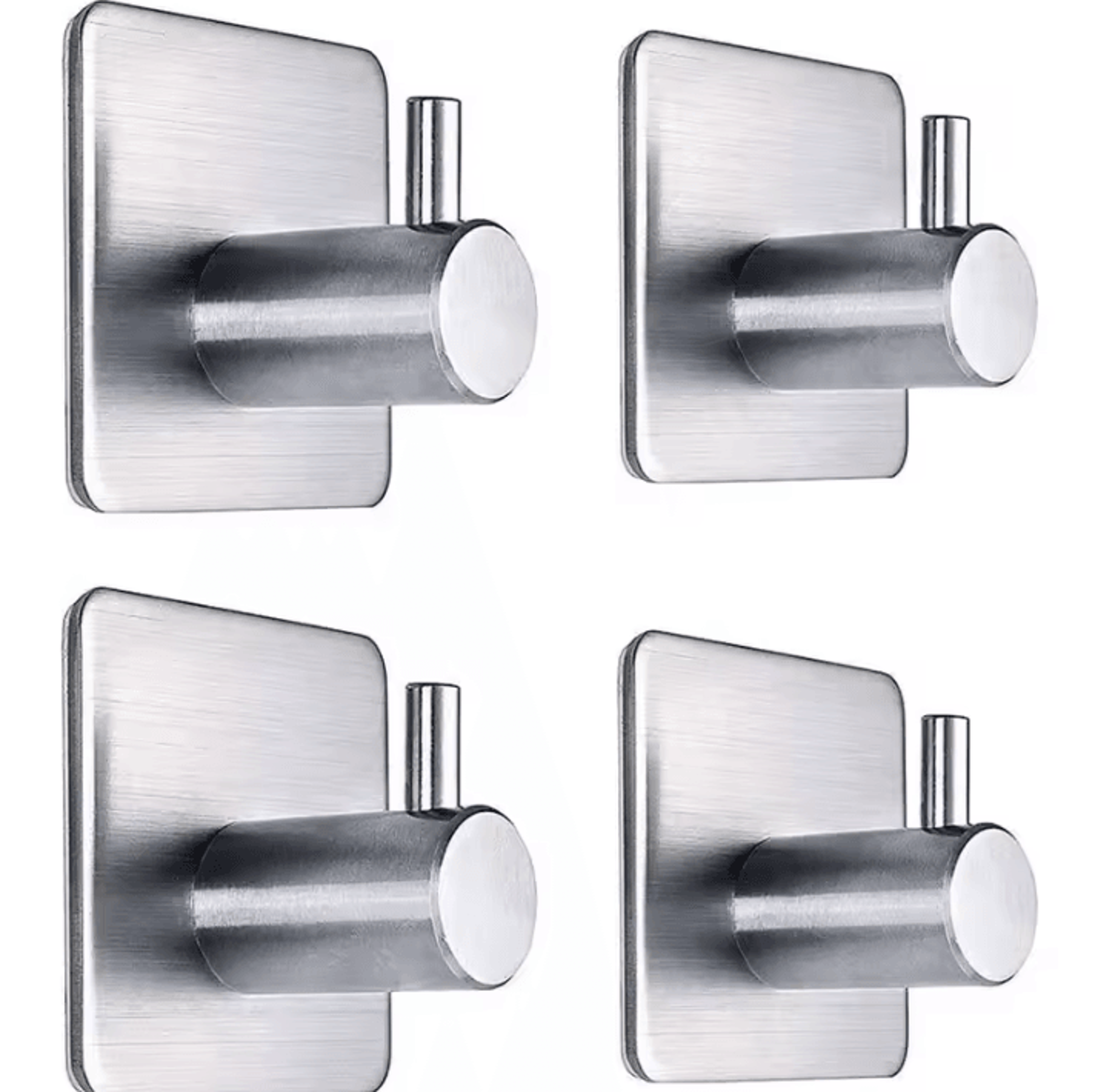 4 Pcs Stainless Steel Wall Hooks  Adhesive Bathroom Robe Hooks  MultiPurpose Hanger Hooks For Towel 4