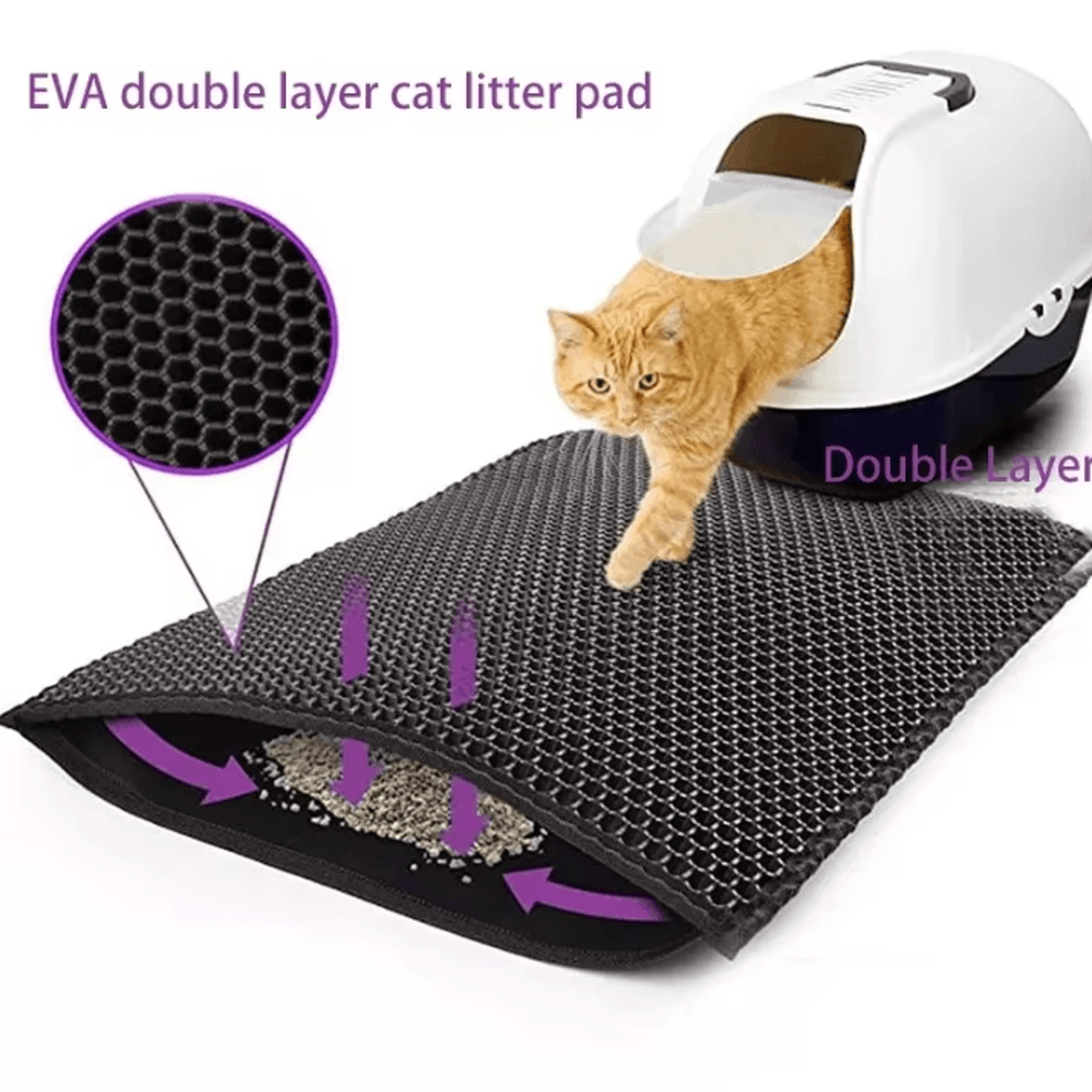 Cat Litter Mat  Double Layer Waterproof Pet Pad With NonSlip Sand Catcher Washable Clean Mat 0