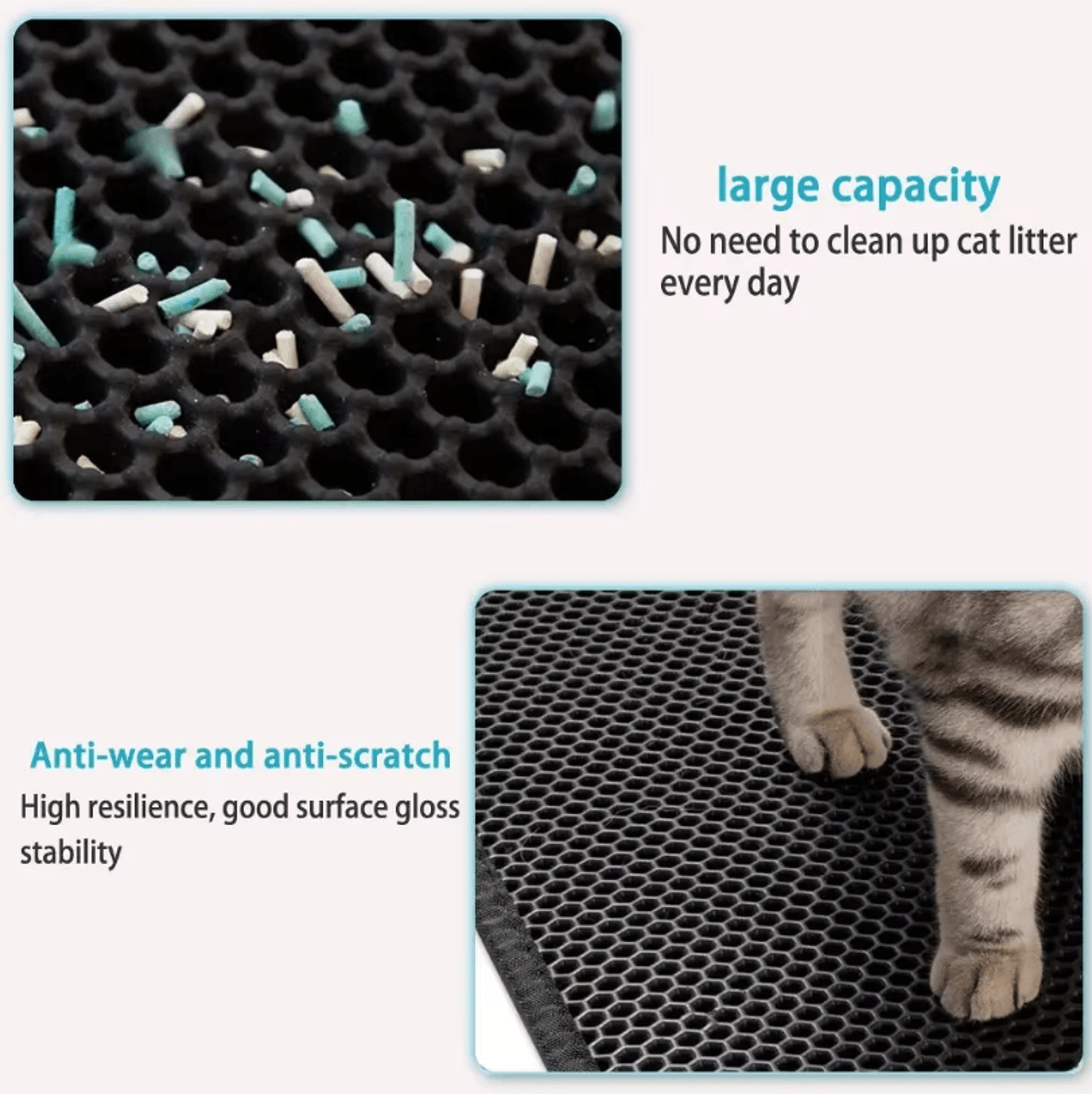 Cat Litter Mat  Double Layer Waterproof Pet Pad With NonSlip Sand Catcher Washable Clean Mat 3