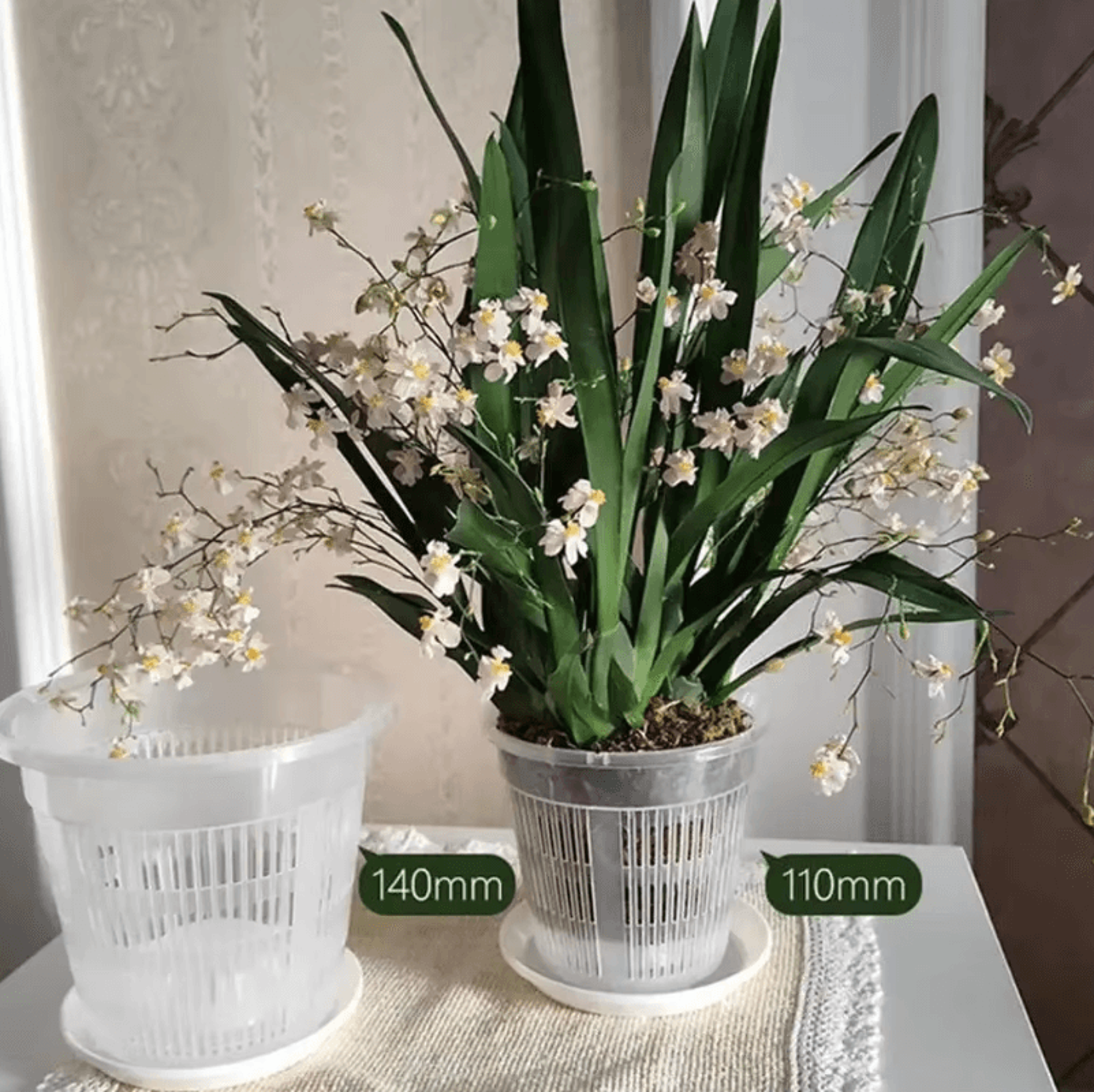 Mesh Flower Pot Root Control Transparent Planter Breathable Orchid Pot With Drainage Hole 2