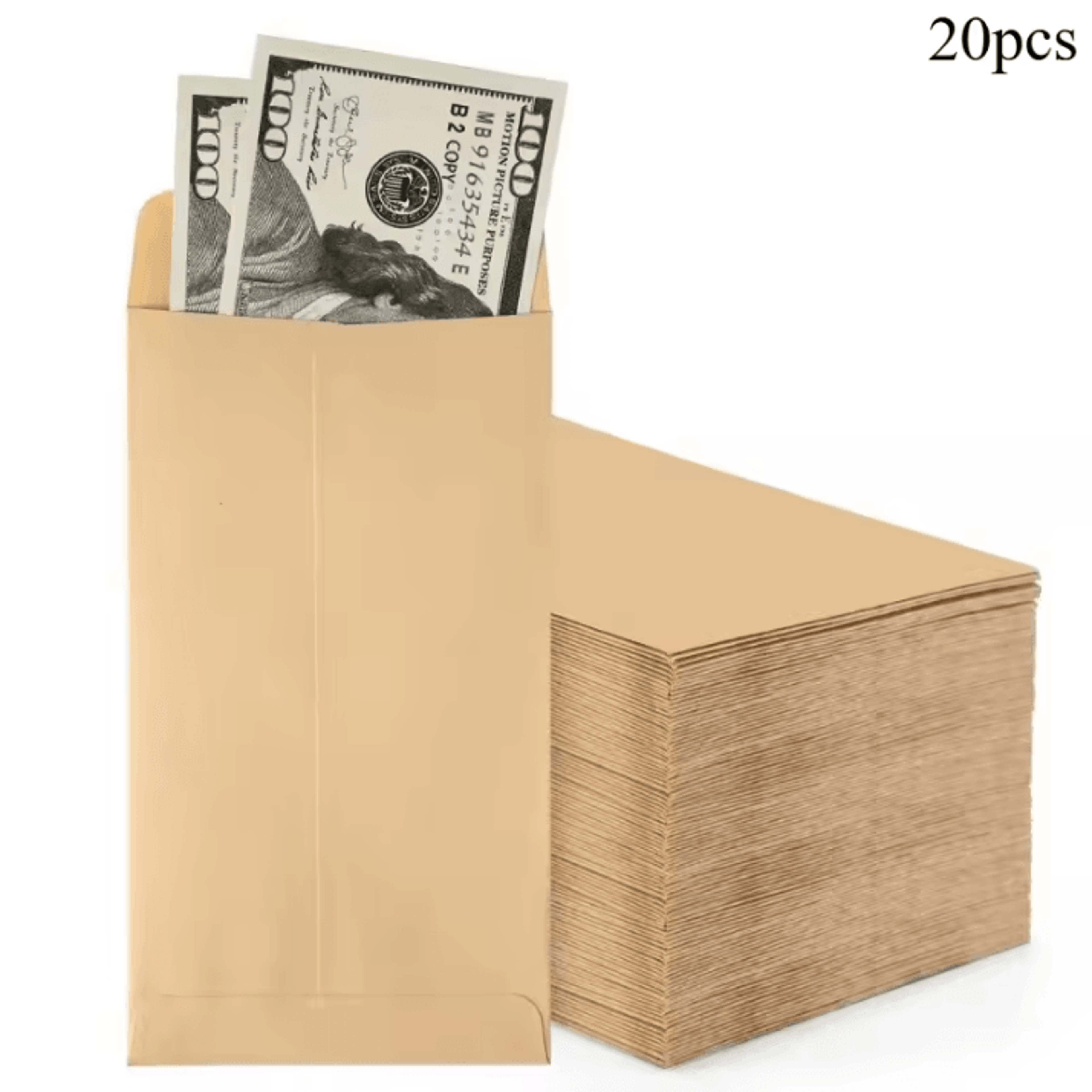 20 Pcs Cash Envelope Set SelfSealing Brown Kraft Money Pouches For Budgeting And Festival Gifts 0