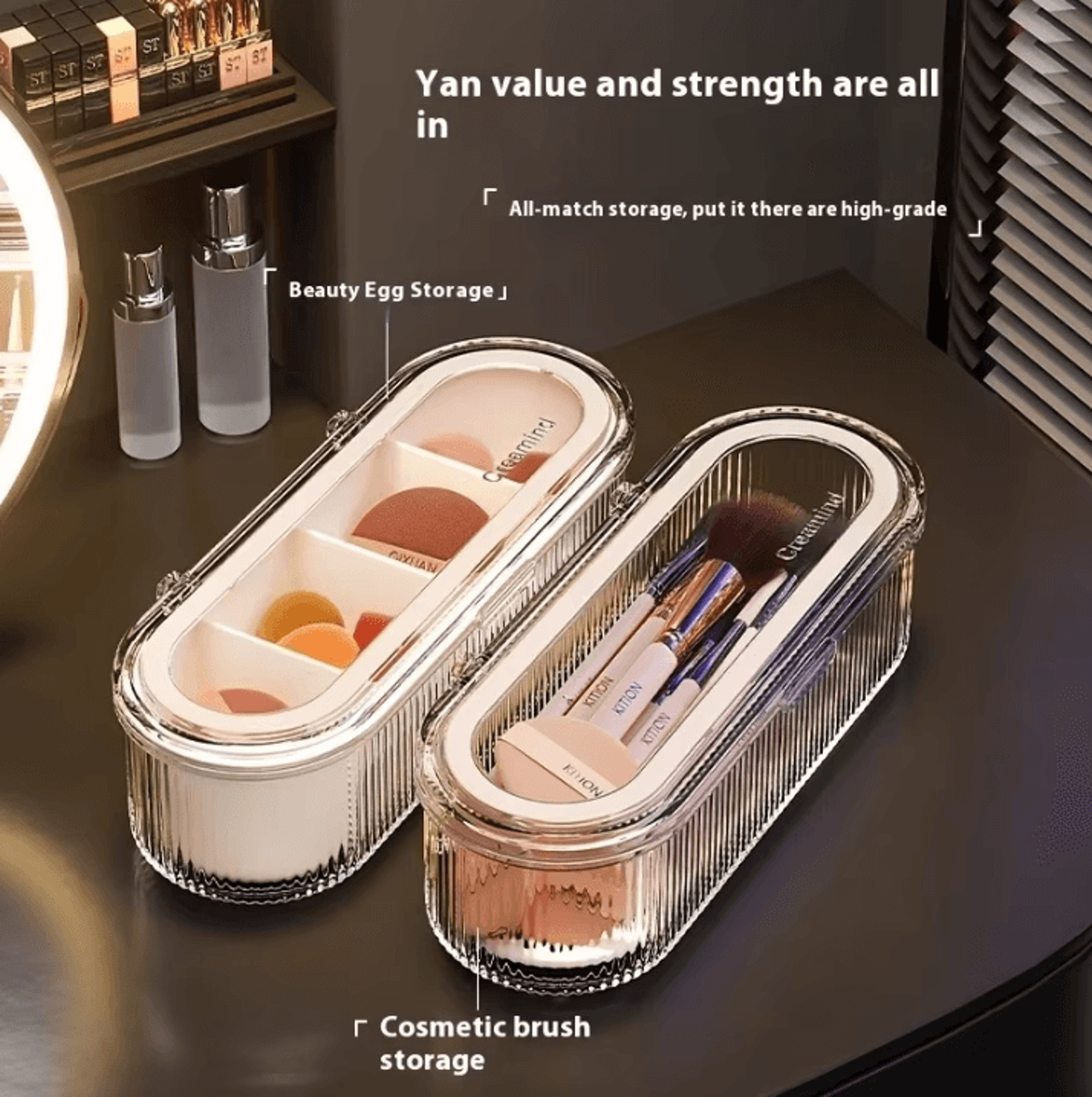 Clear Makeup Brush Organizer  Acrylic Brush Holder With Lid Dustproof Cosmetic Storage Box For Vani 3