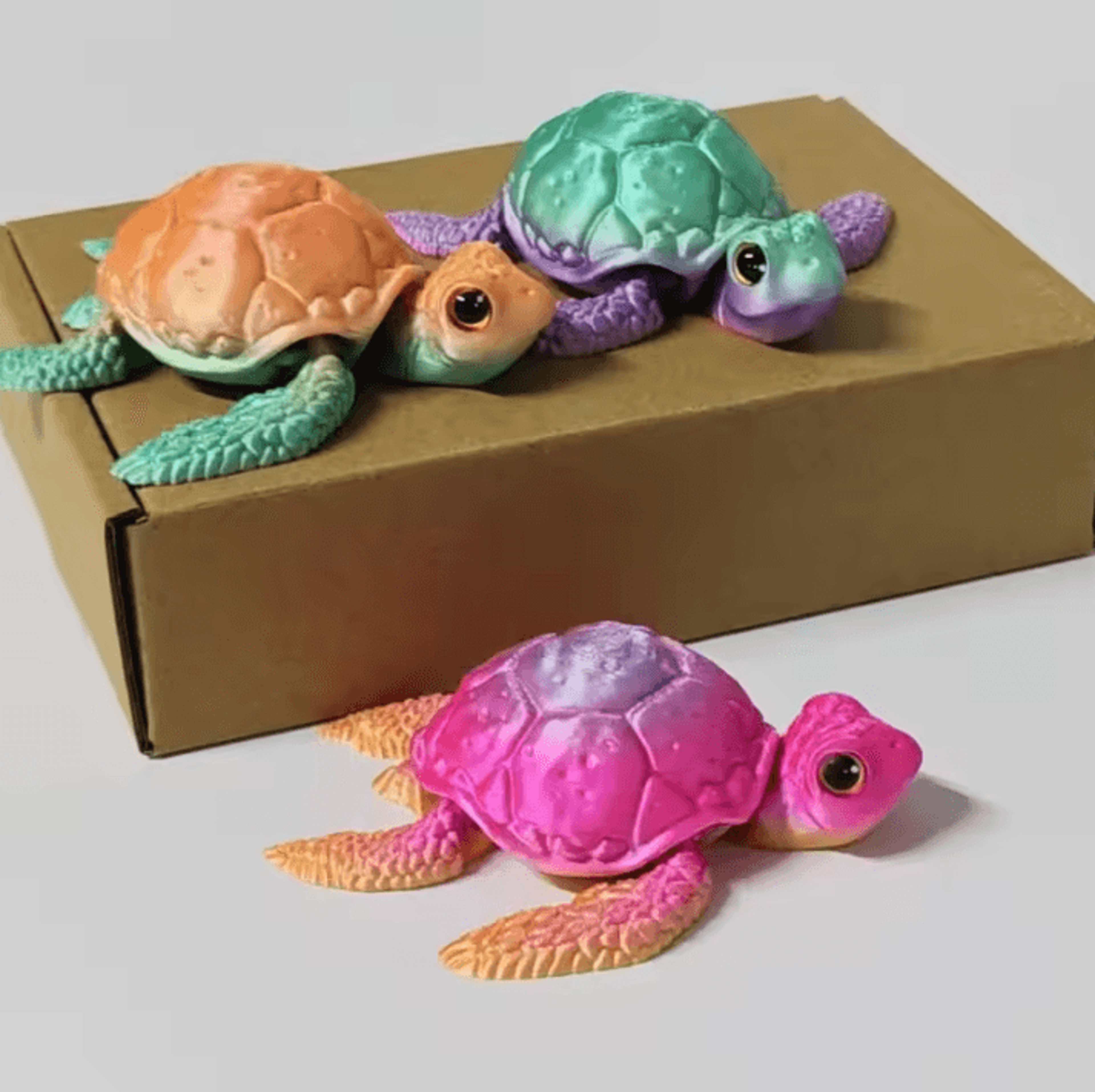 Set Of 3D Printed Turtle Figurines With Movable Joint Desk Ornaments Creative Desktop Decorations A