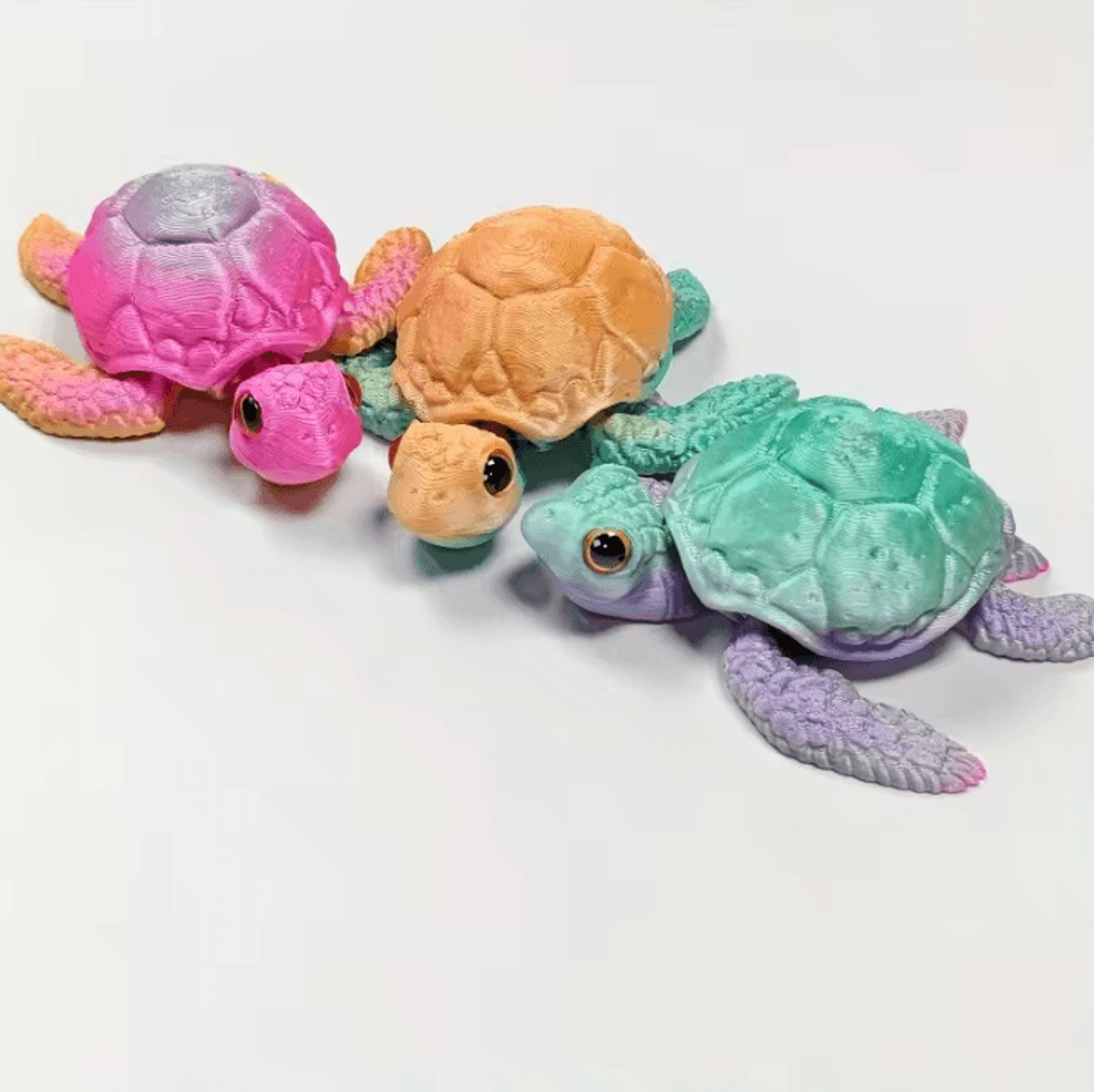 Set Of 3D Printed Turtle Figurines With Movable Joint Desk Ornaments Creative Desktop Decorations A