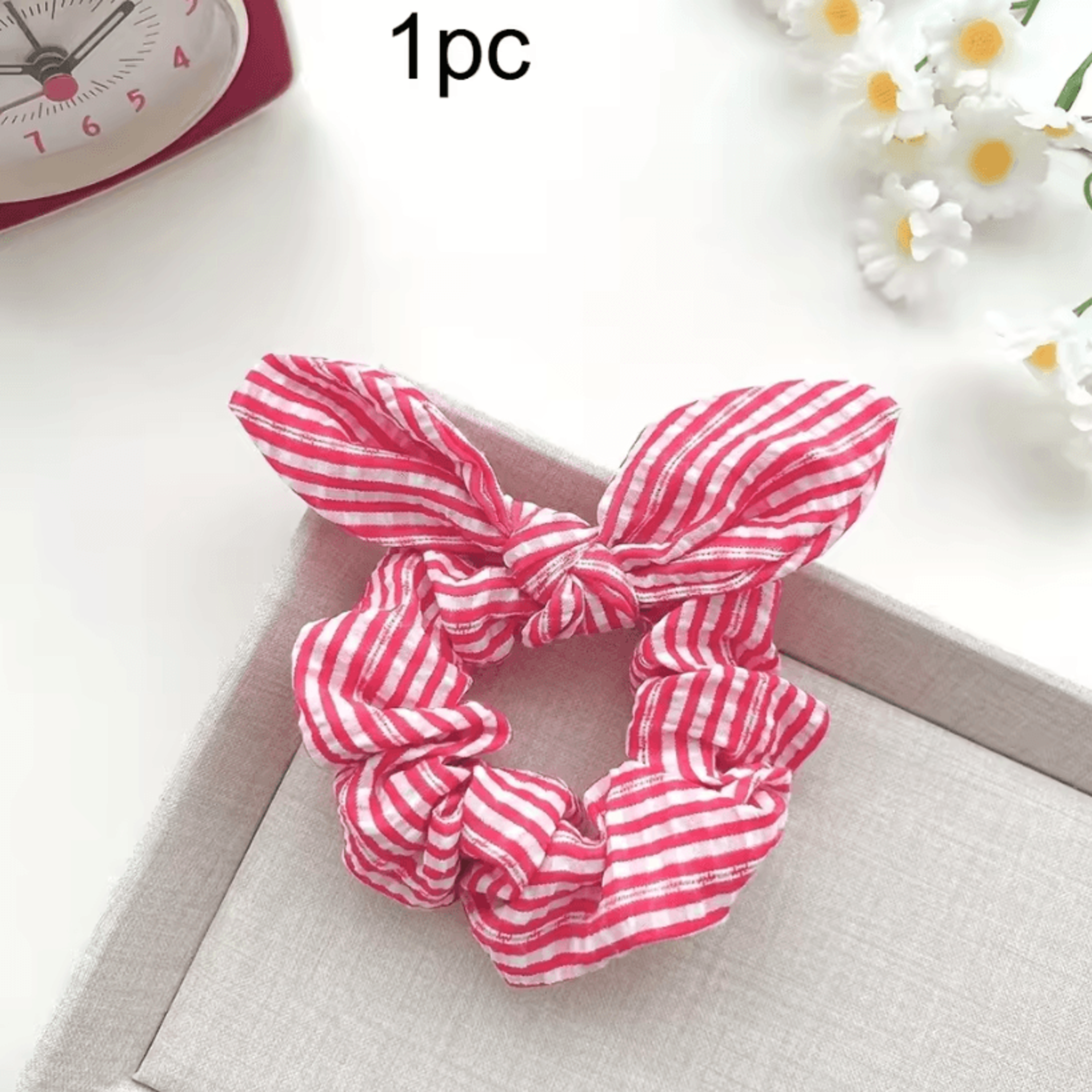 Plaid Plaid Hair Scrunchie  NoDamage Ponytail Holder With Sweet Cat Ears Hair Accessory Vintage Sty 4