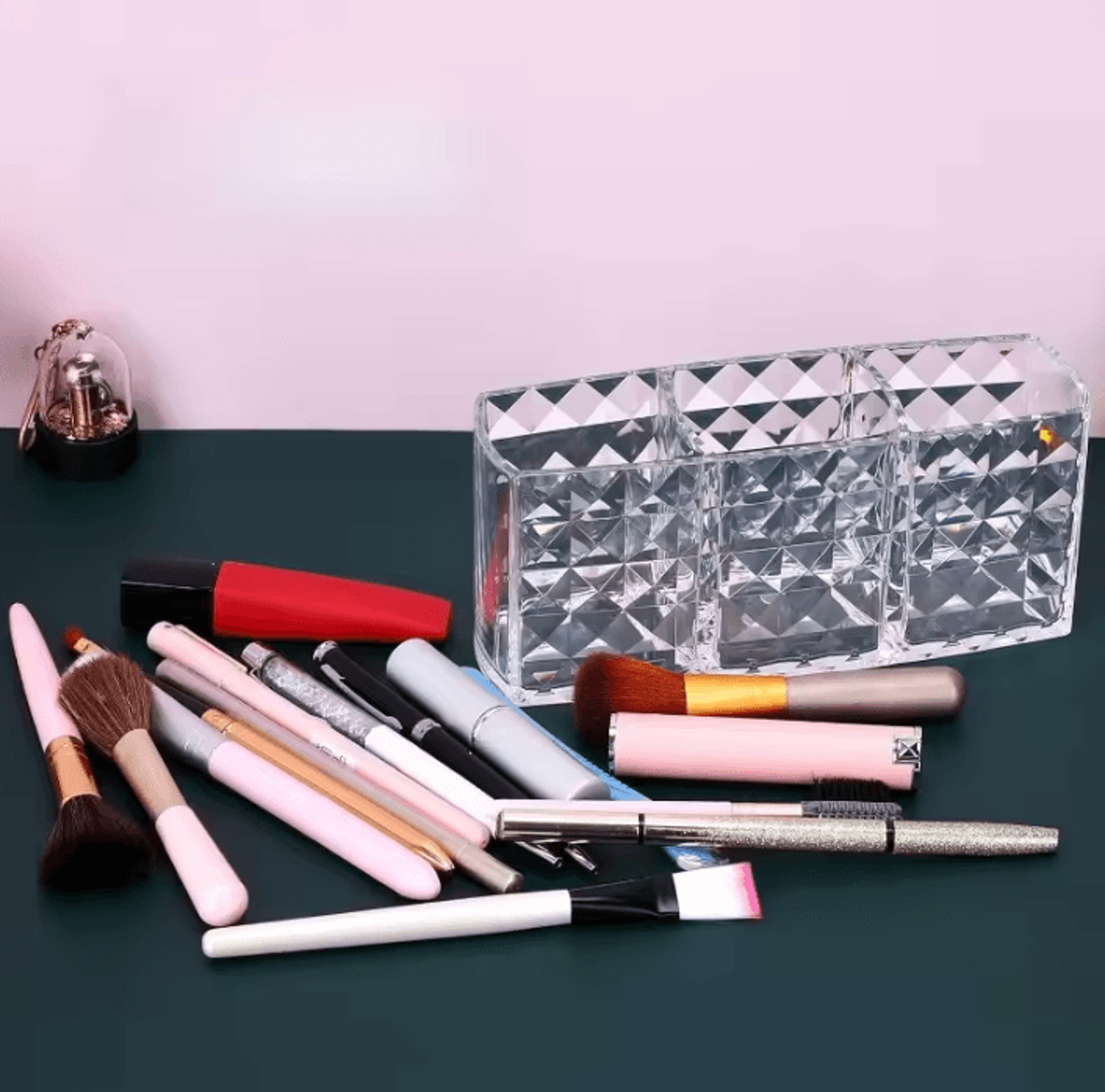 Clear Acrylic Makeup Brush Holder  Clear Cosmetic Organizer  Desk Brush Storage Case For Makeup Too 1