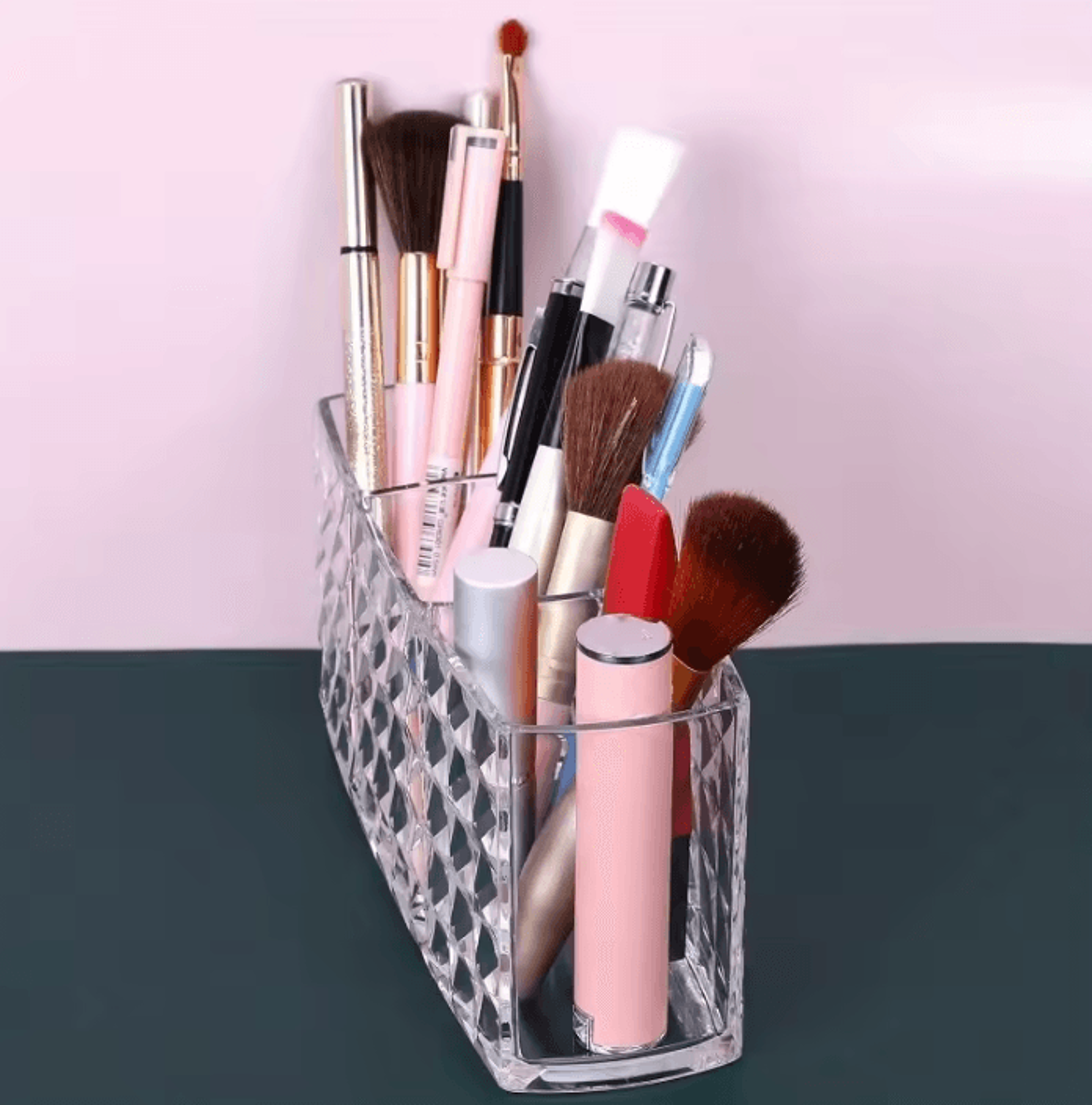 Clear Acrylic Makeup Brush Holder  Clear Cosmetic Organizer  Desk Brush Storage Case For Makeup Too 2