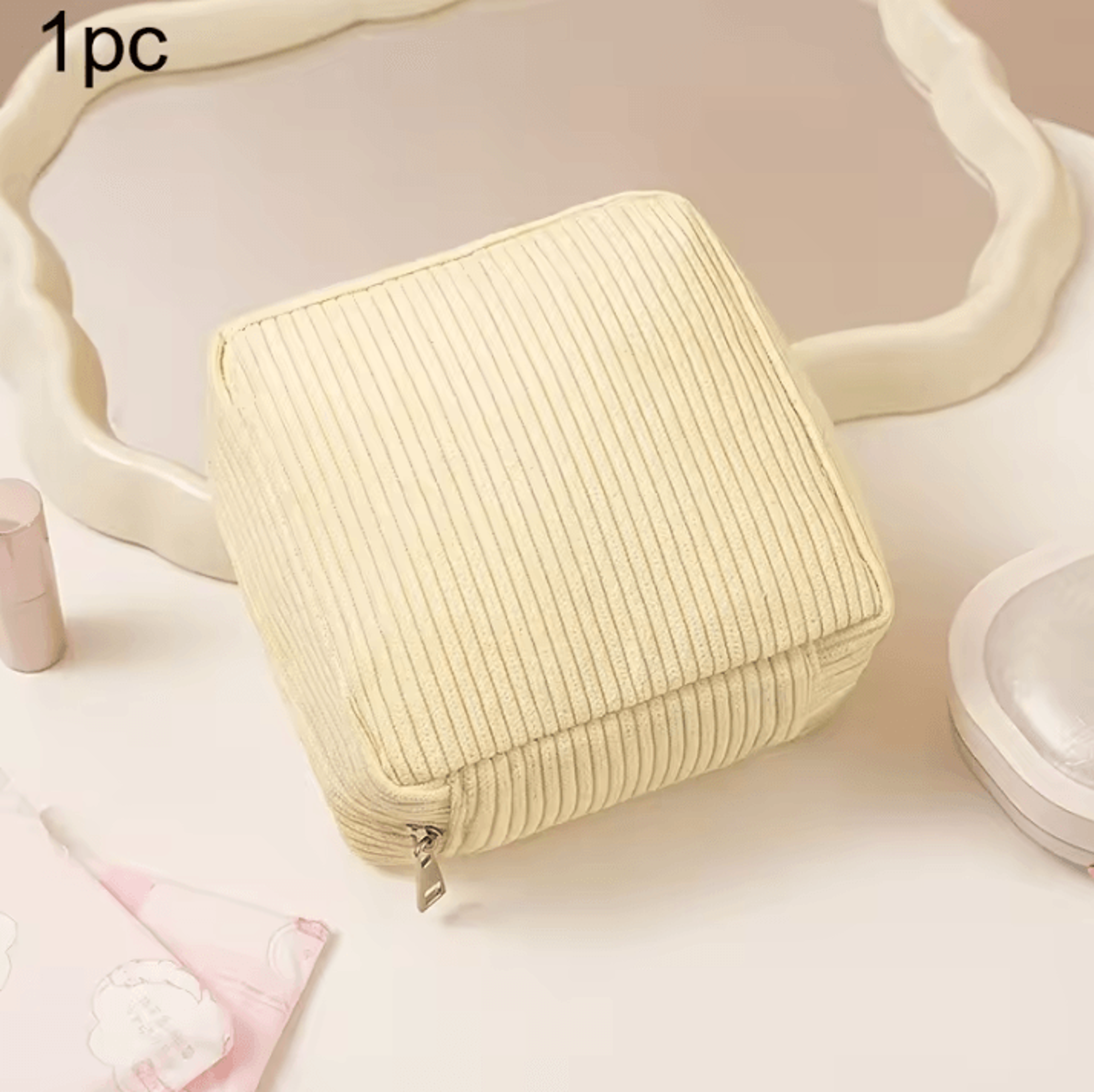 Makeup  Toiletry Storage Bag  Solid Color Sanitary Napkin Organizer Bag Large Capacity Travel Pouch 5