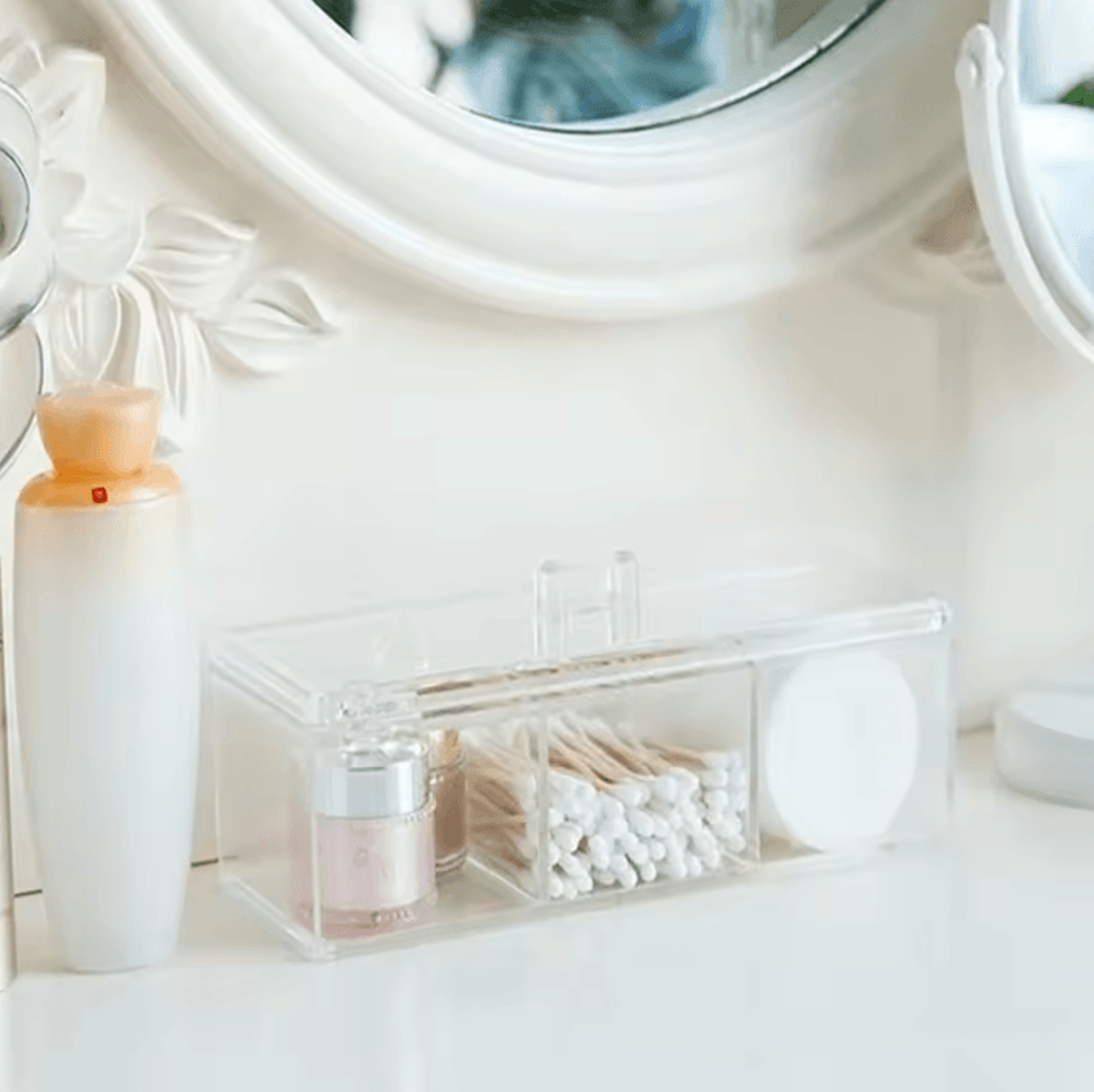 Acrylic Makeup Organizer  Transparent Cosmetic Storage Box With ThreeGrid Storage Container For Cot 4