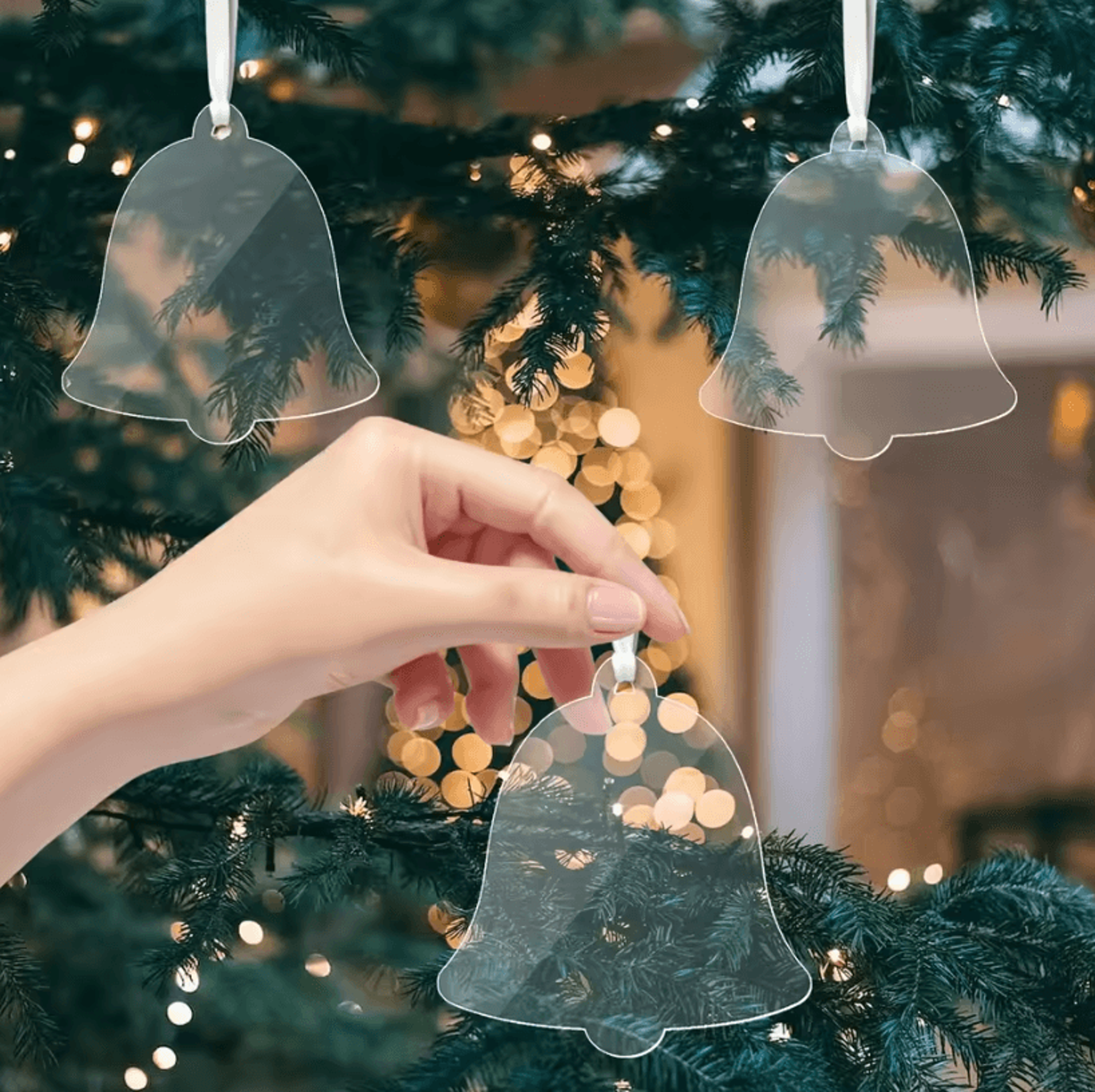 10Pcs Clear Acrylic Christmas Ornaments  DIY Holiday Decorations  Blank Acrylic Hanging Ornaments F 4