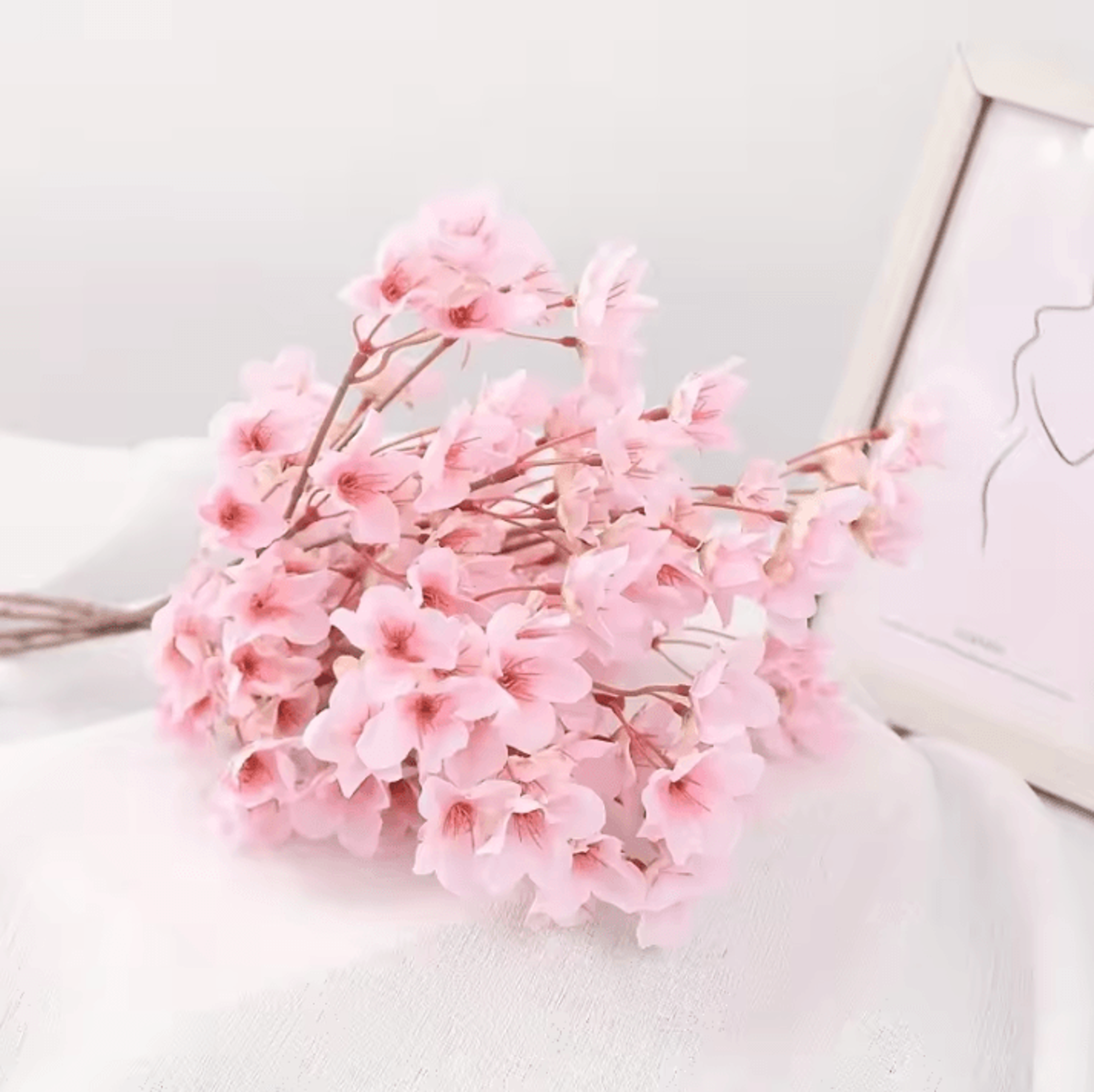2Pcs Artificial Cherry Blossom Branches  Faux Flower Bouquet Decor For Spring Wedding Bedroom  Gard 2
