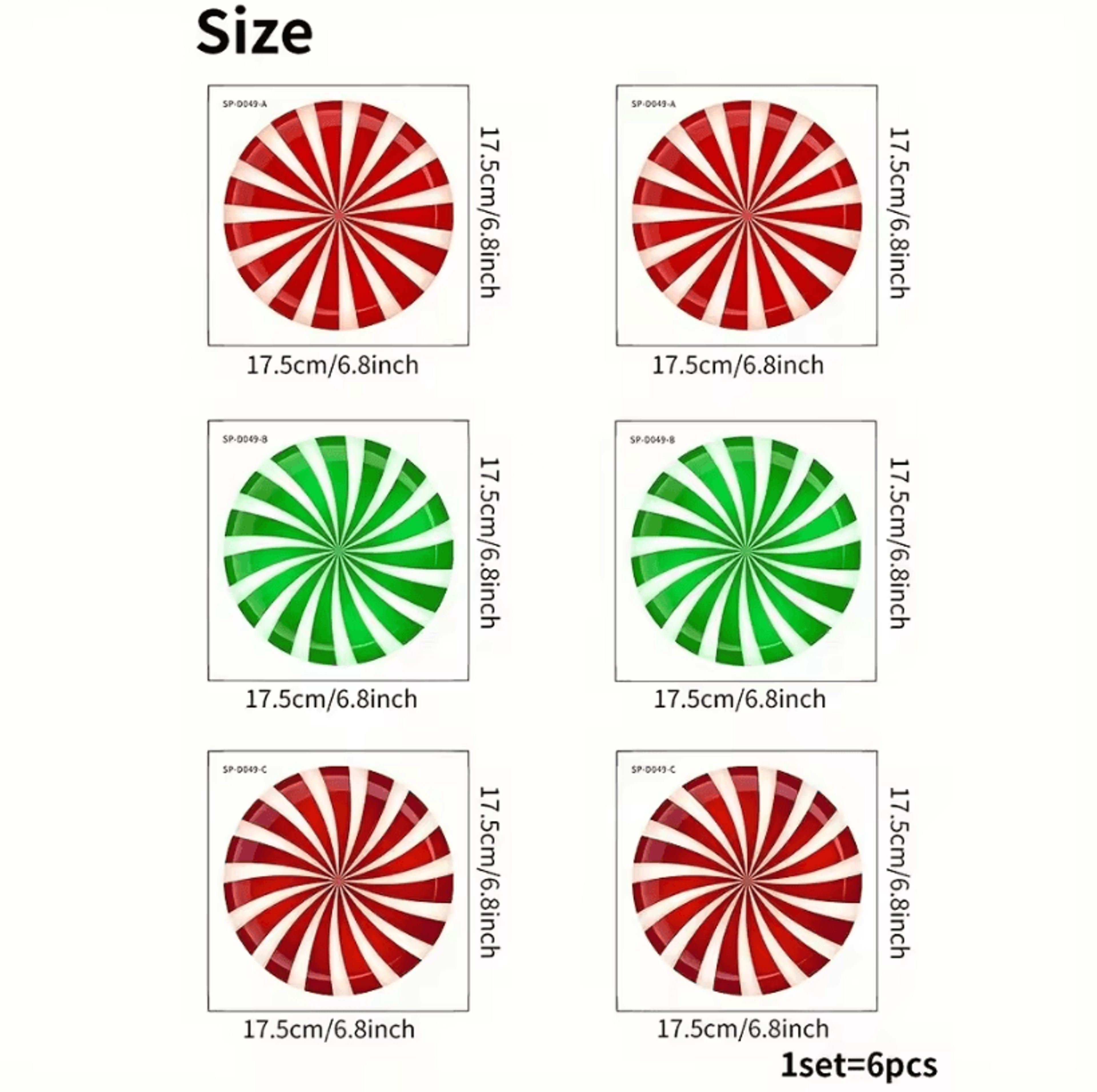 6pcs Colorful Christmas Floor Stickers  Festive PVC Decals With Candy Pattern Xmas Decor For Home   4