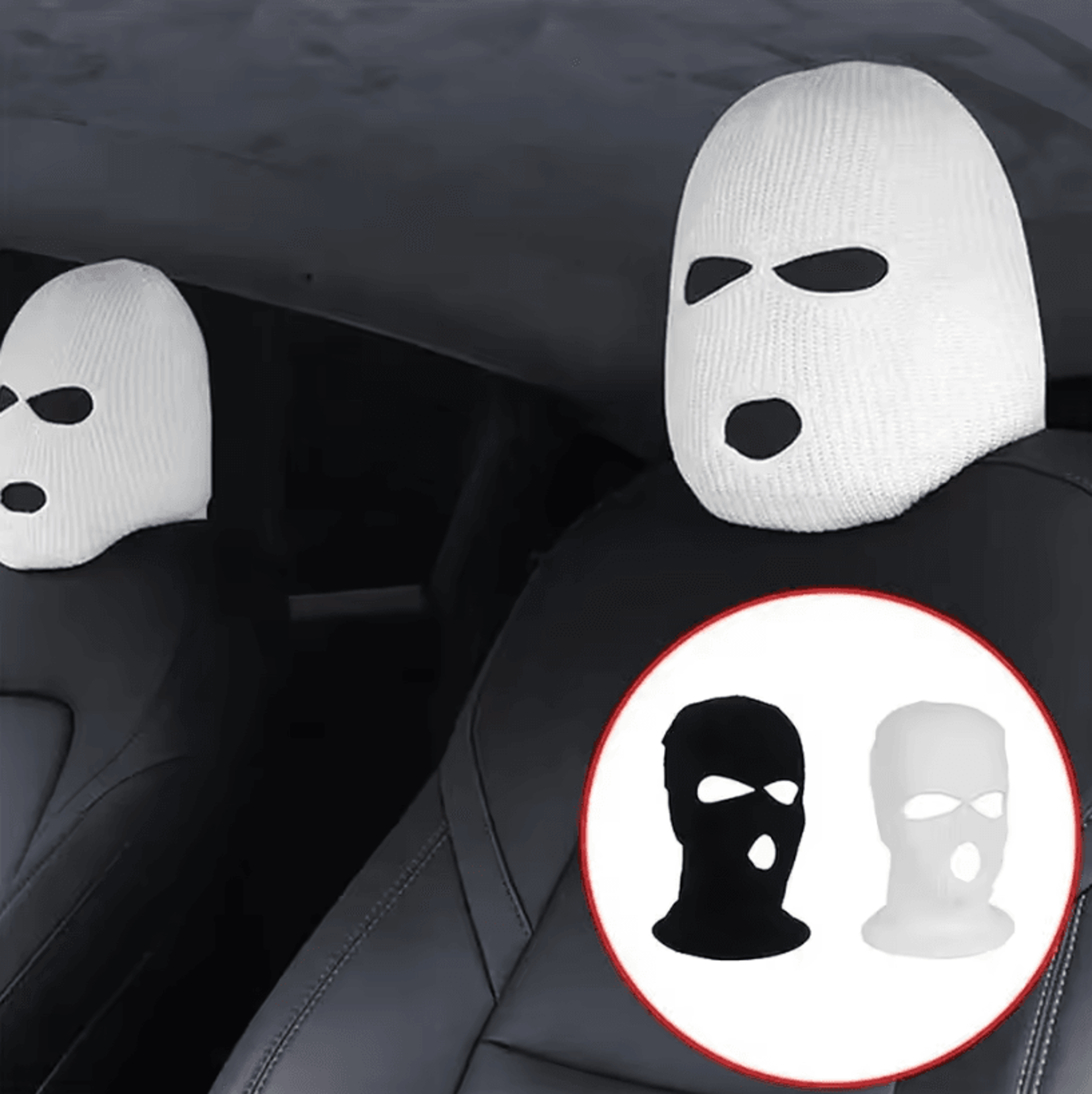 3 Hole Car Seat Headrest Cover  Funny Headrest Ski Mask With AntiDust Car Accessory Full Face Prote 0