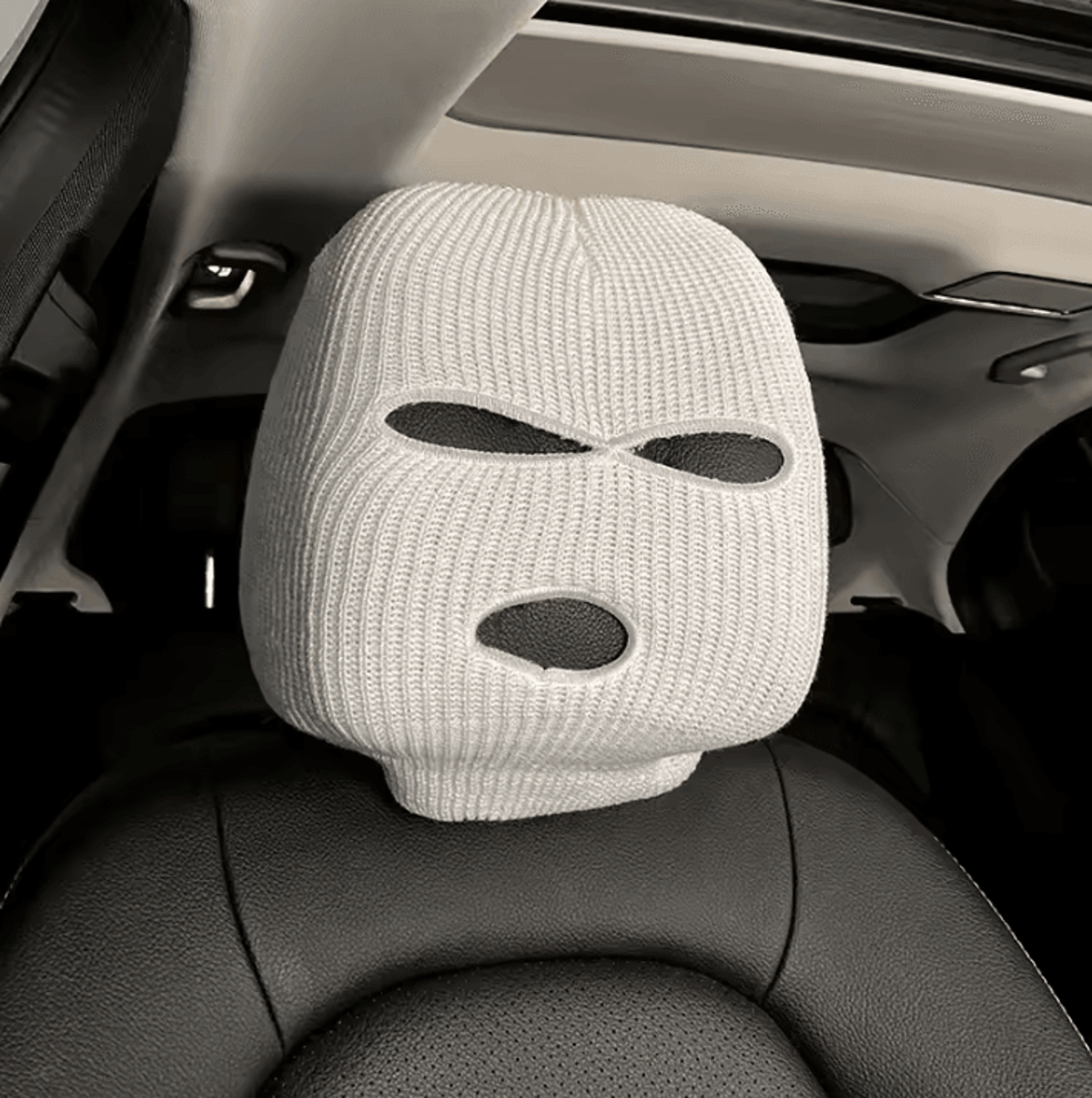 3 Hole Car Seat Headrest Cover  Funny Headrest Ski Mask With AntiDust Car Accessory Full Face Prote 1