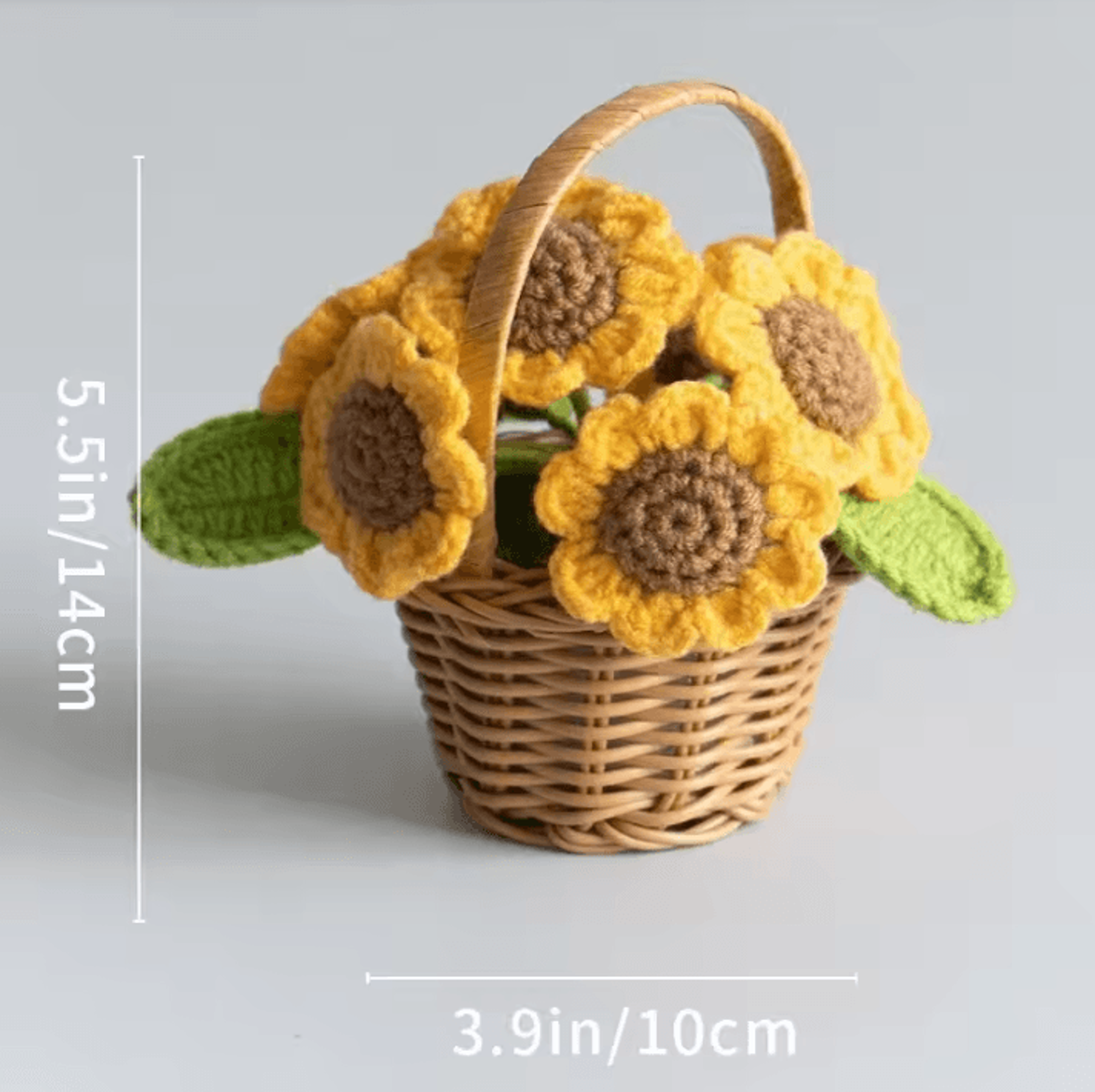 Adorable Crochet Sunflower Ornament  HandKnitted Flower Decor For Potted Flower Table Decor And Cut 4