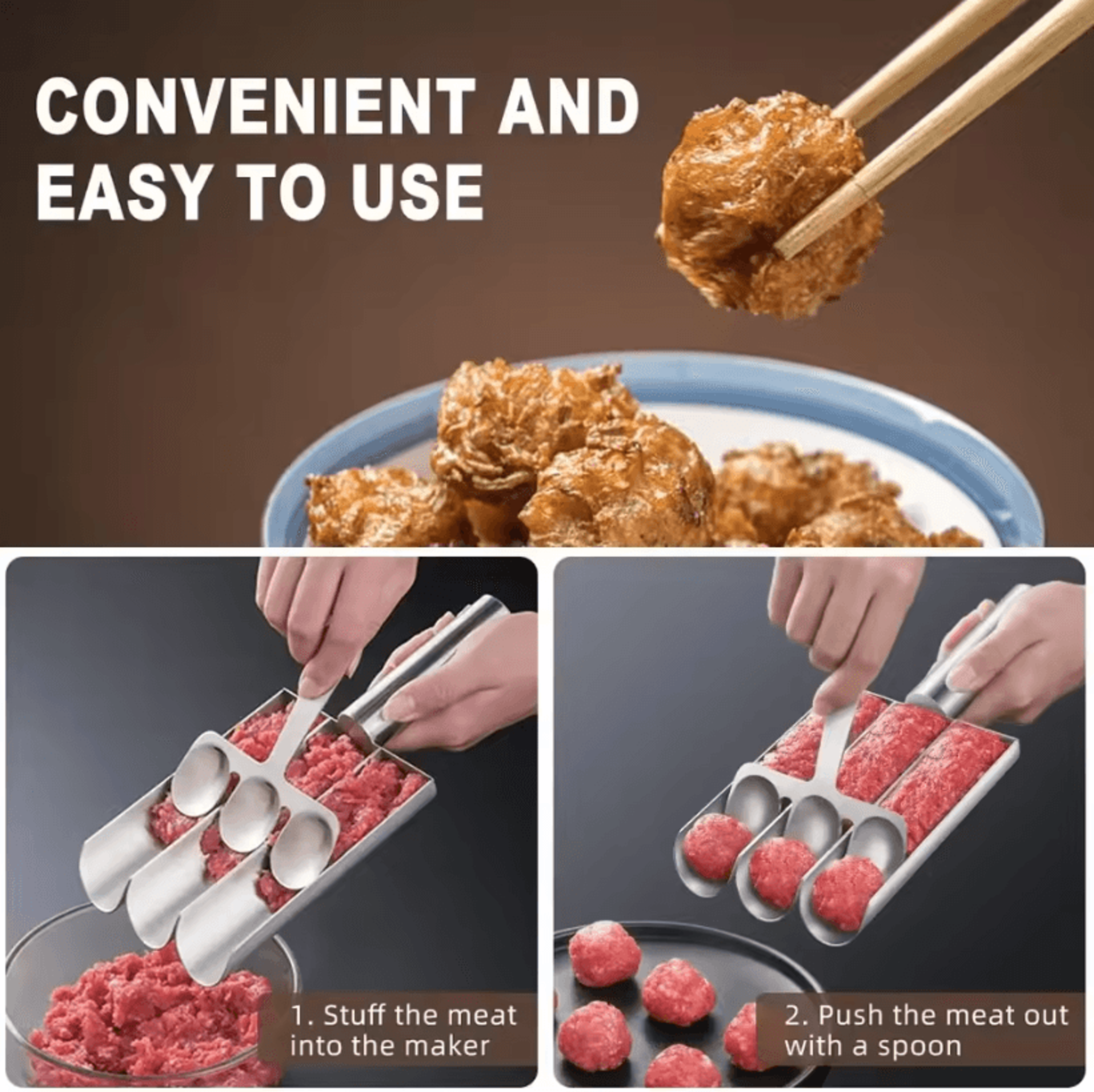 EasyRelease NonStick Meatball Maker  EasyRelease Meatball Spoon  Manual Kitchen Tools For Effortles 4