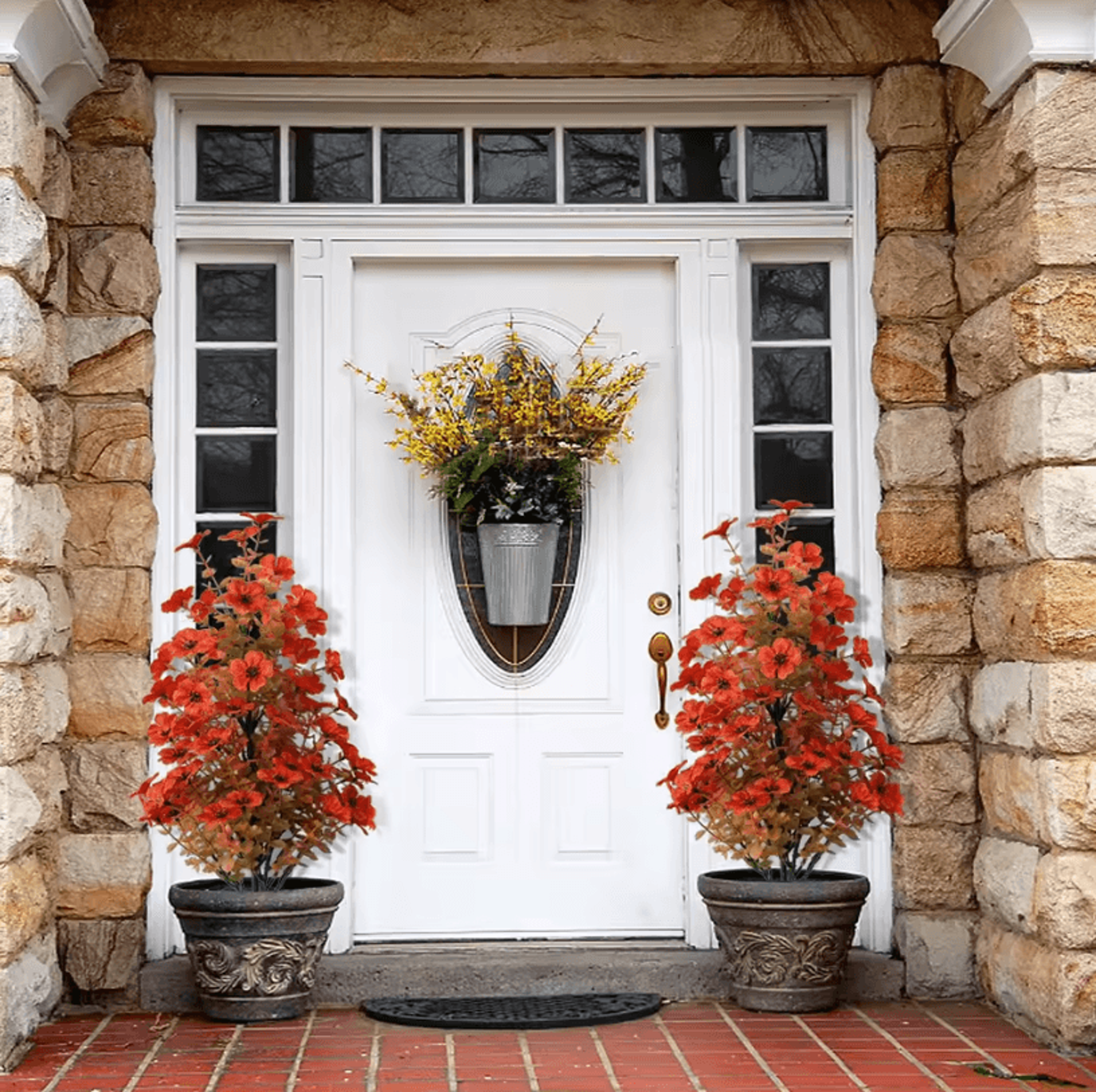 Lifelike Artificial Plant Garden Stake  Decorative Porch Ornament With Simulation Flower Lawn Decor 3
