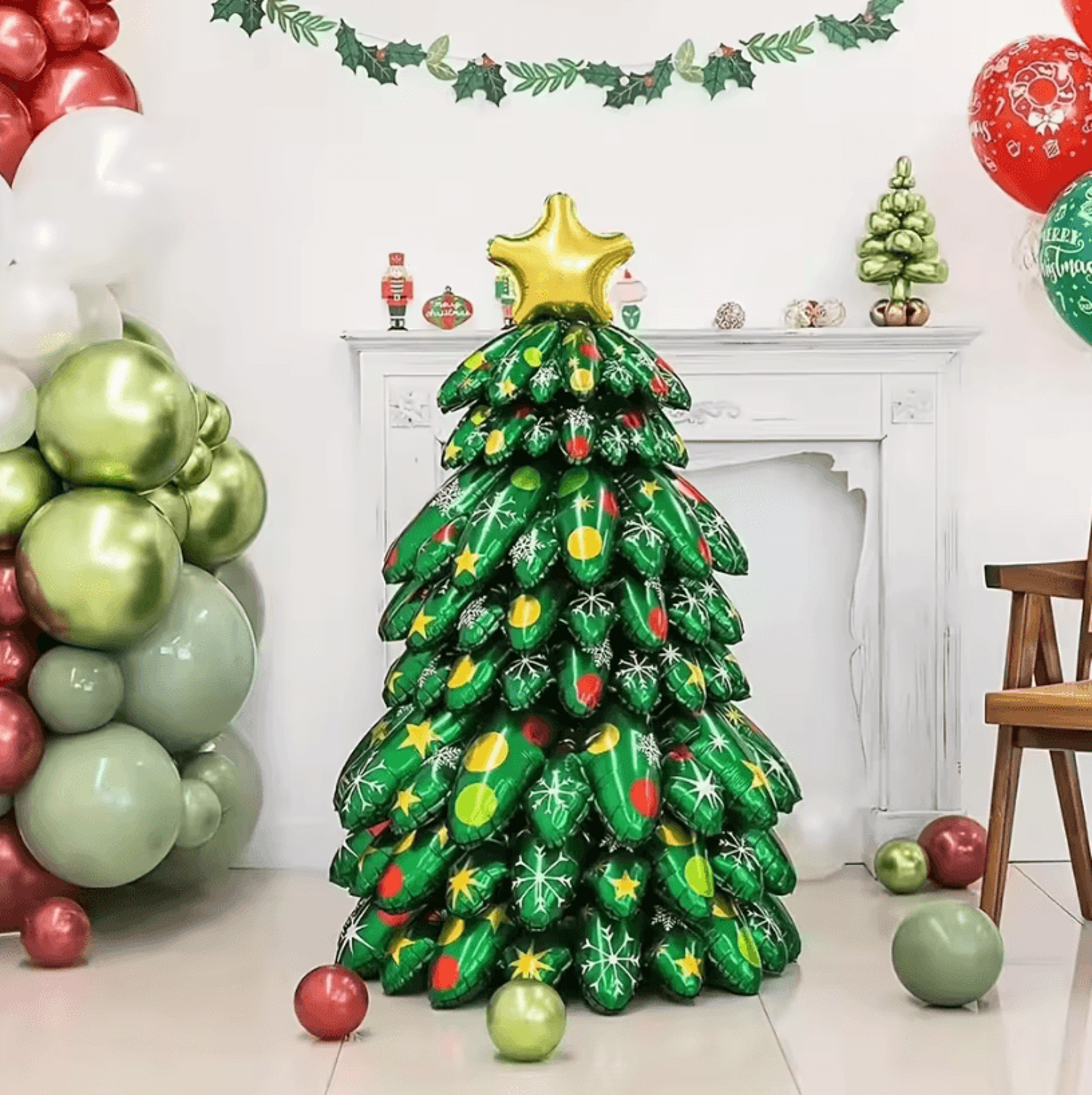 9Piece Christmas Tree Foil Balloons 5118 By 2756 In  Extra Large Party Decor And FreeStanding Festi 3