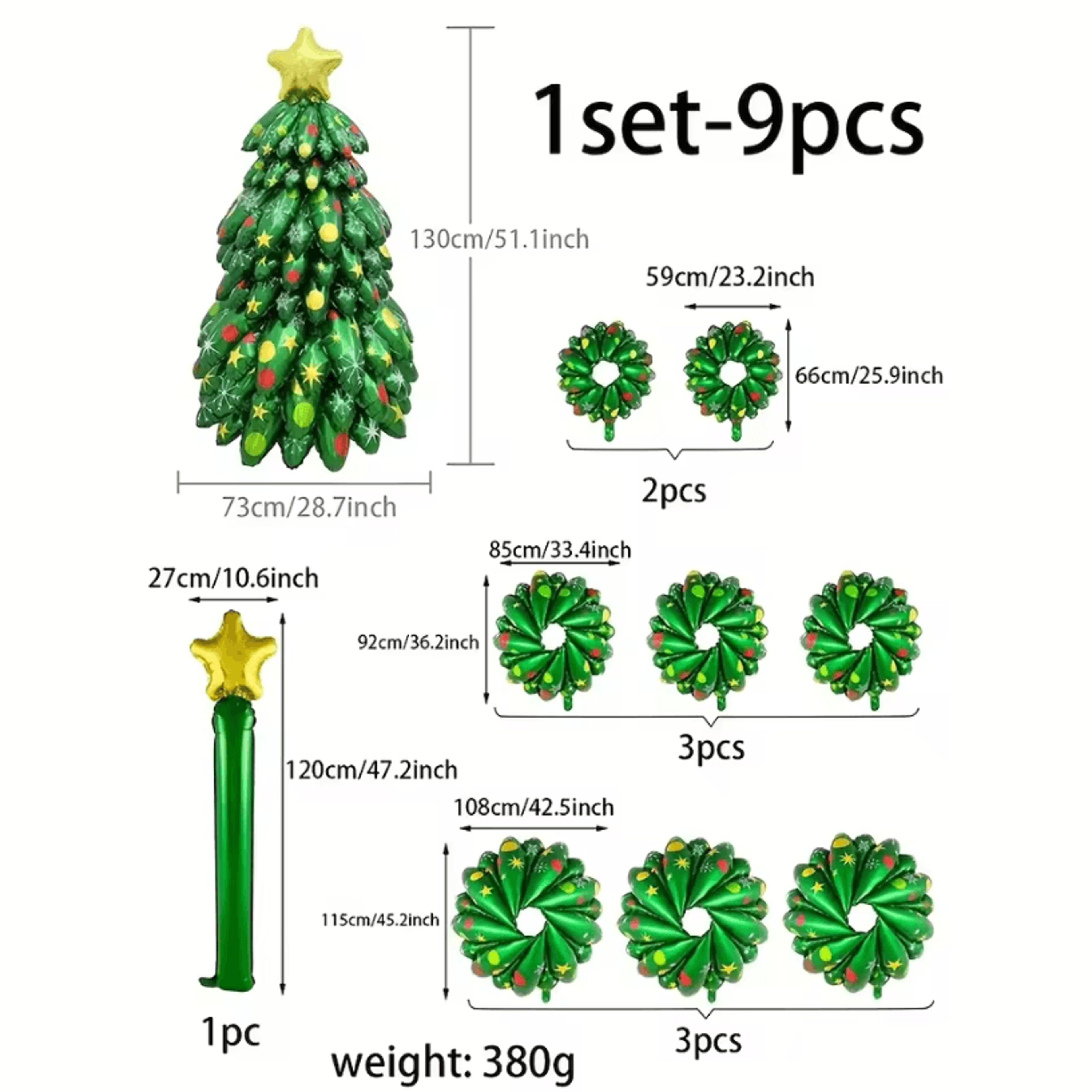 9Piece Christmas Tree Foil Balloons 5118 By 2756 In  Extra Large Party Decor And FreeStanding Festi 5