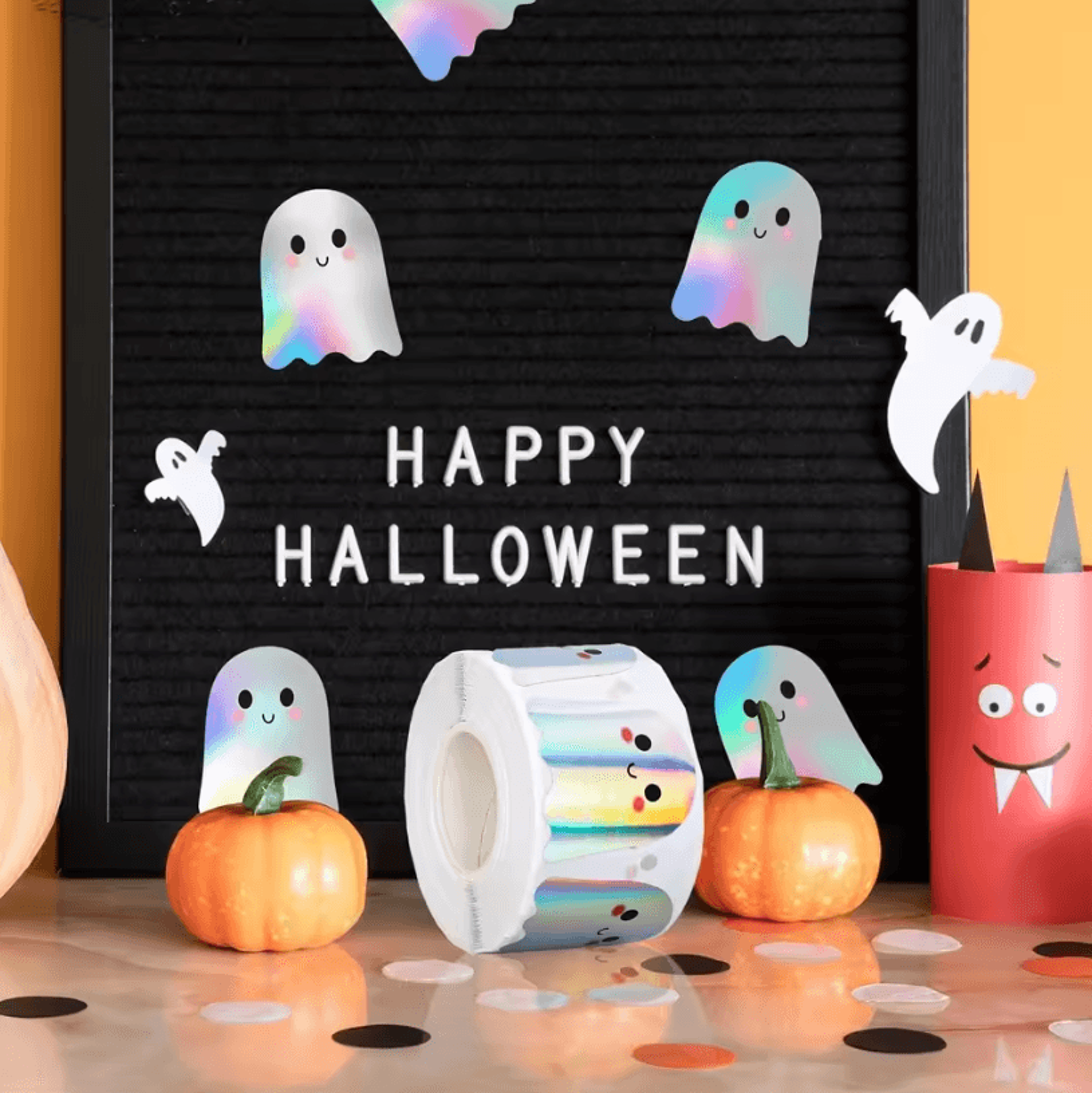 500Pcs Halloween Stickers Set  Holographic Ghost Stickers Waterproof For Party  Decoration Supplies 1