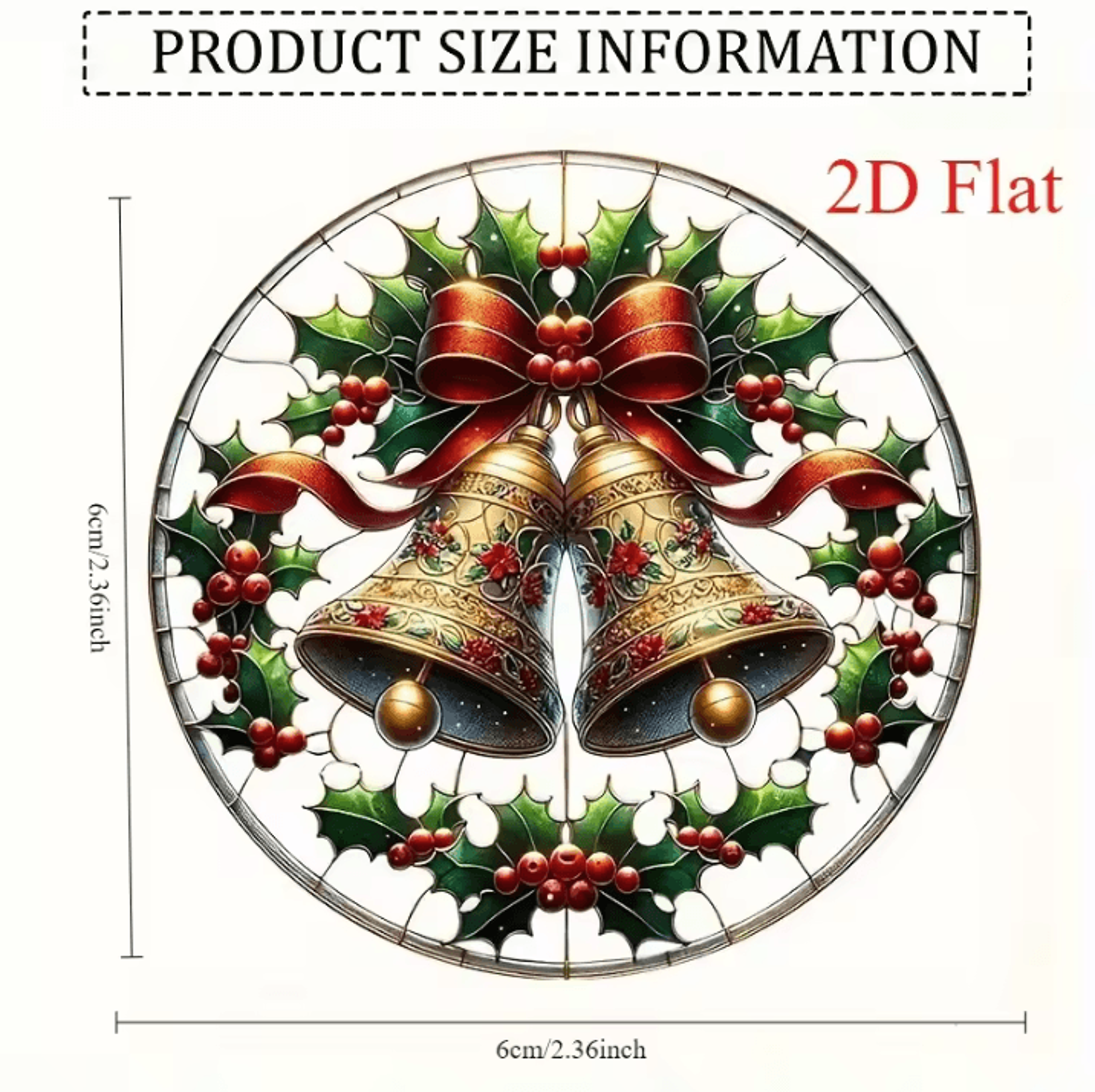 2 Piece Christmas Bell Ornaments  Acrylic Holiday Decorations 2D Flat Hanging Ornaments For Room An 5