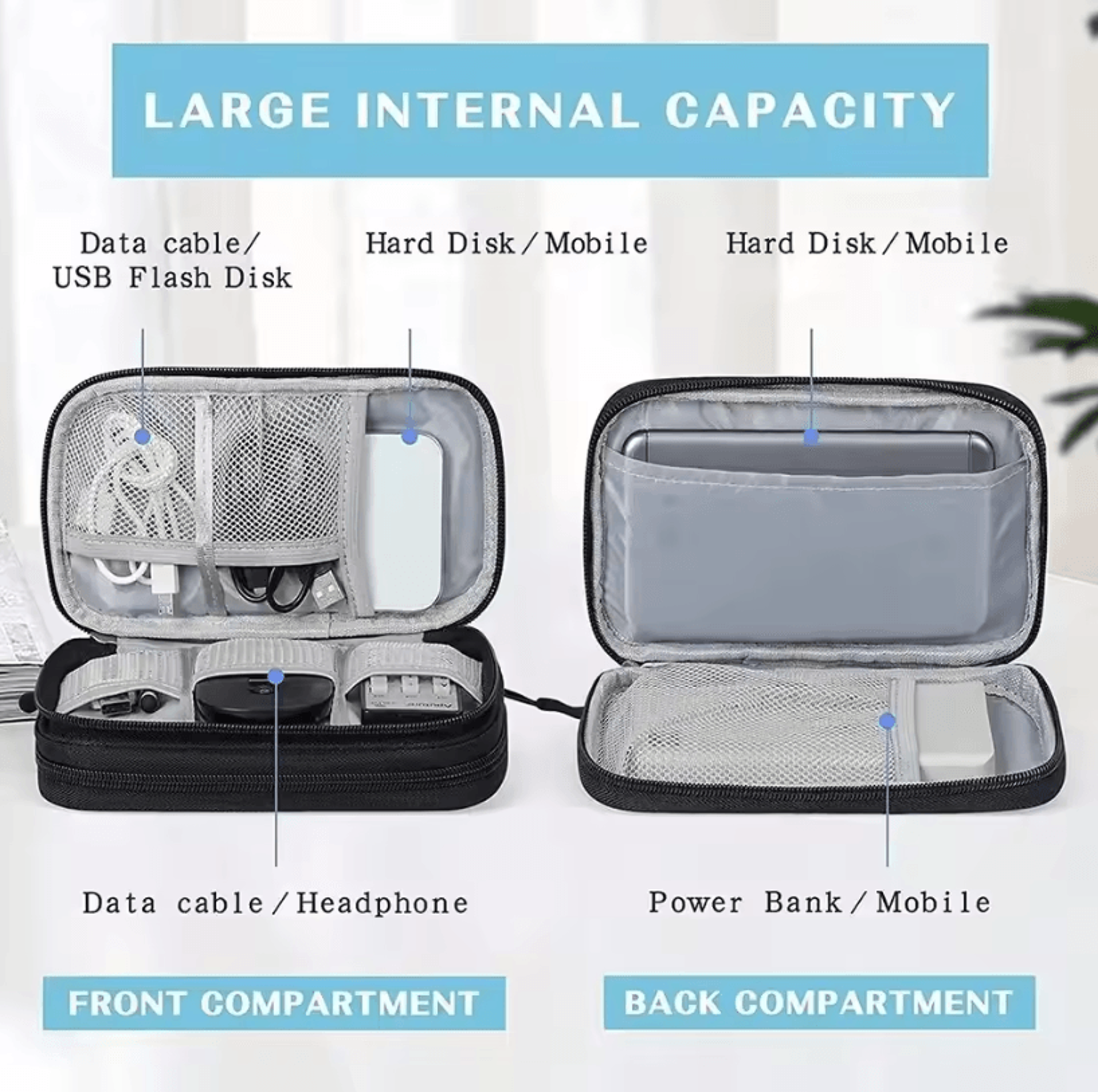 Digital Accessories Organizer Bag SingleDouble Layer Portable Cable Storage Pouch For Tech Accessor 1