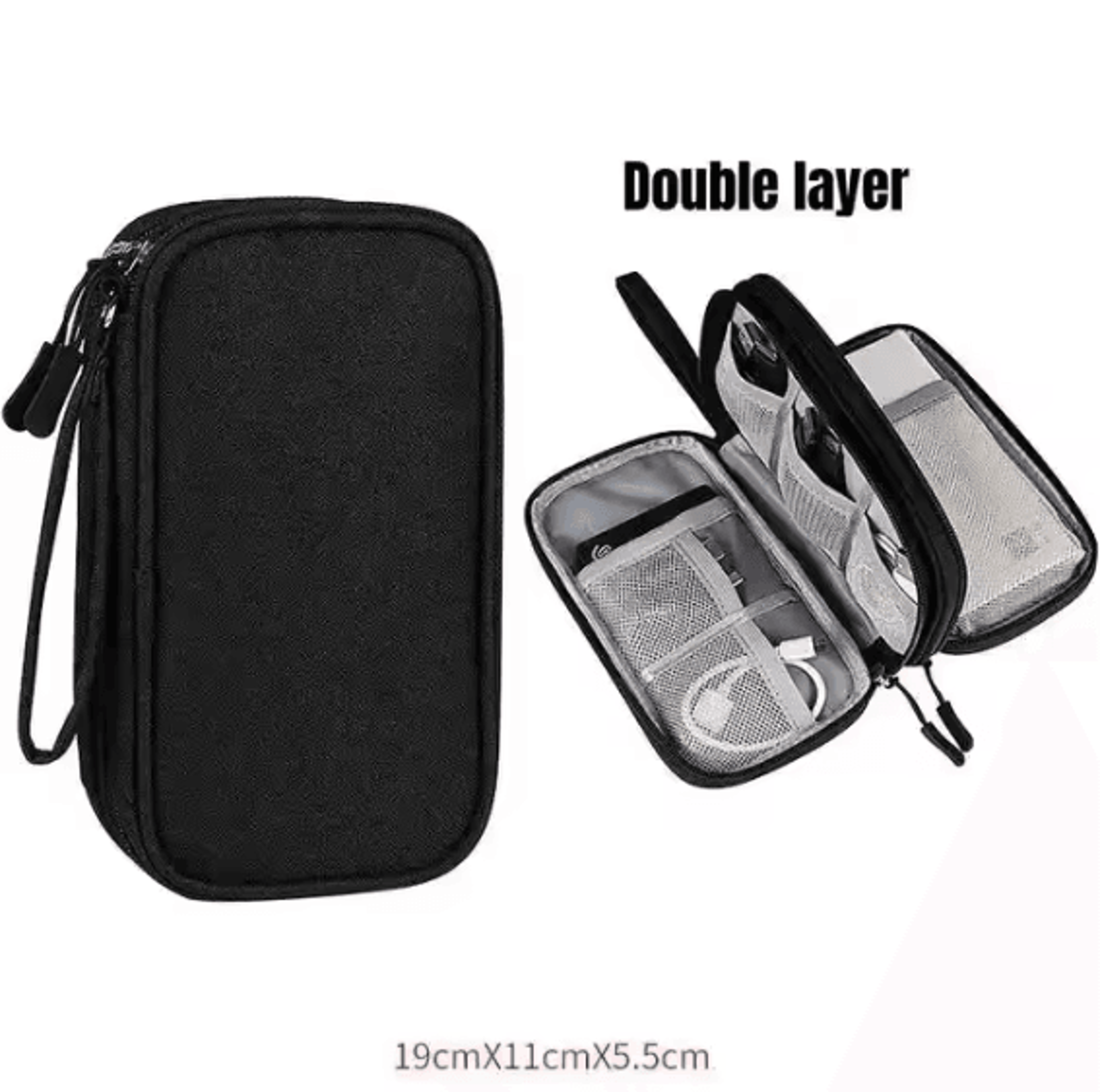 Digital Accessories Organizer Bag SingleDouble Layer Portable Cable Storage Pouch For Tech Accessor 9