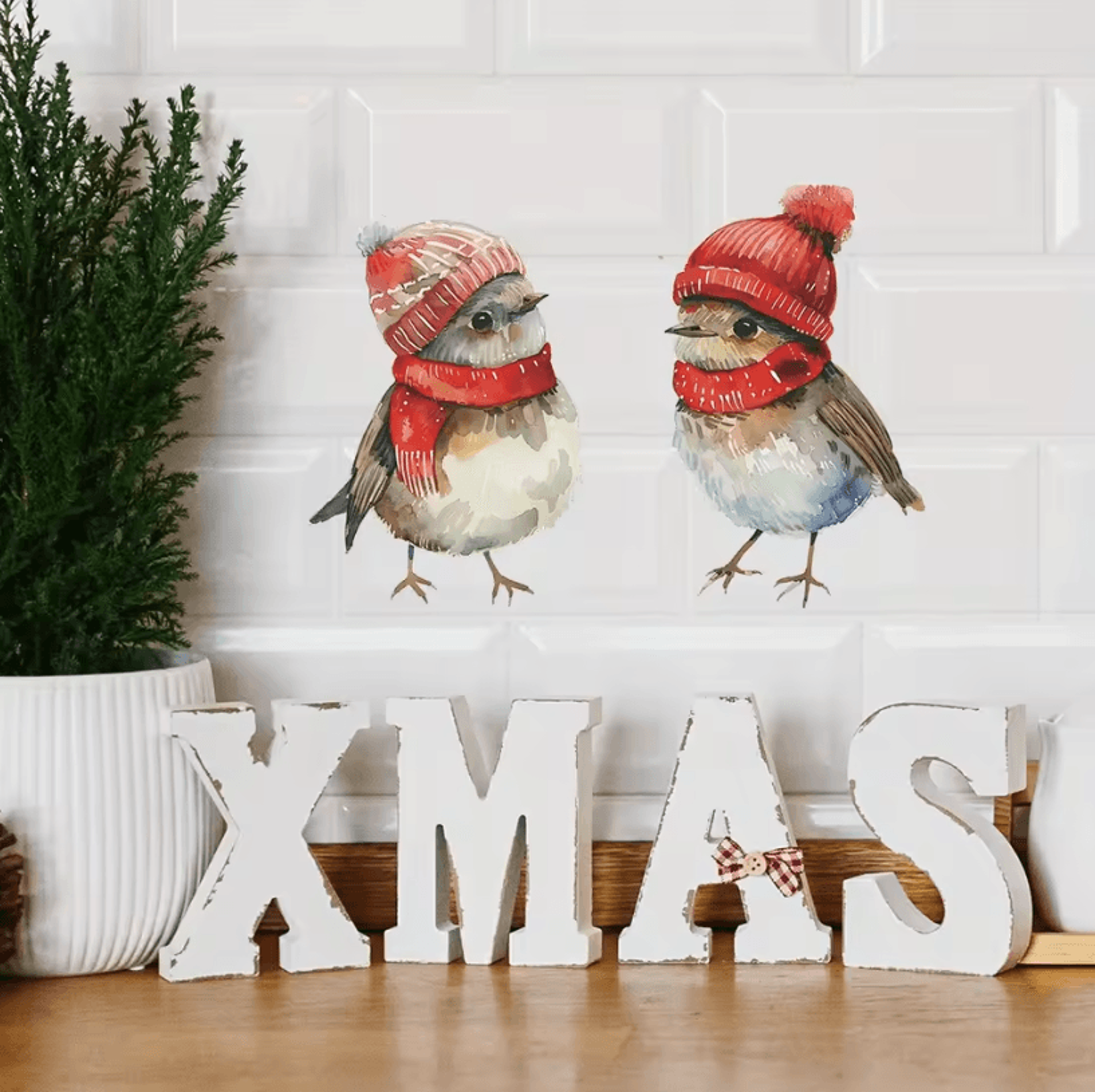 Christmas Holiday Window Clings Festive Bird Decor Stickers For Home Bathroom Thanksgiving And New  1