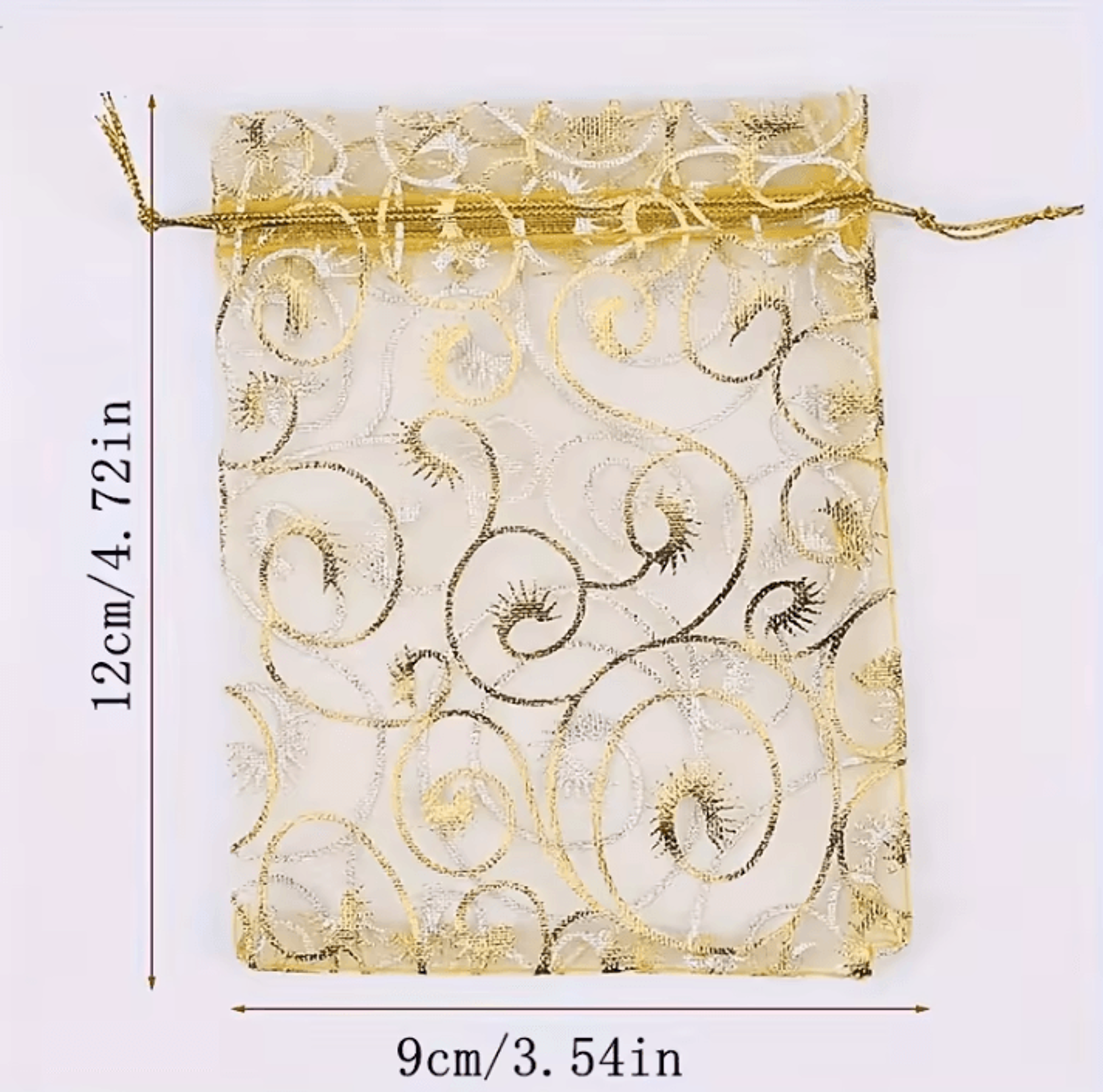100pcs Golden Mesh Drawstring Bags Party Favor Gift Pouches For Candy Makeup Jewelry And Accessorie 5