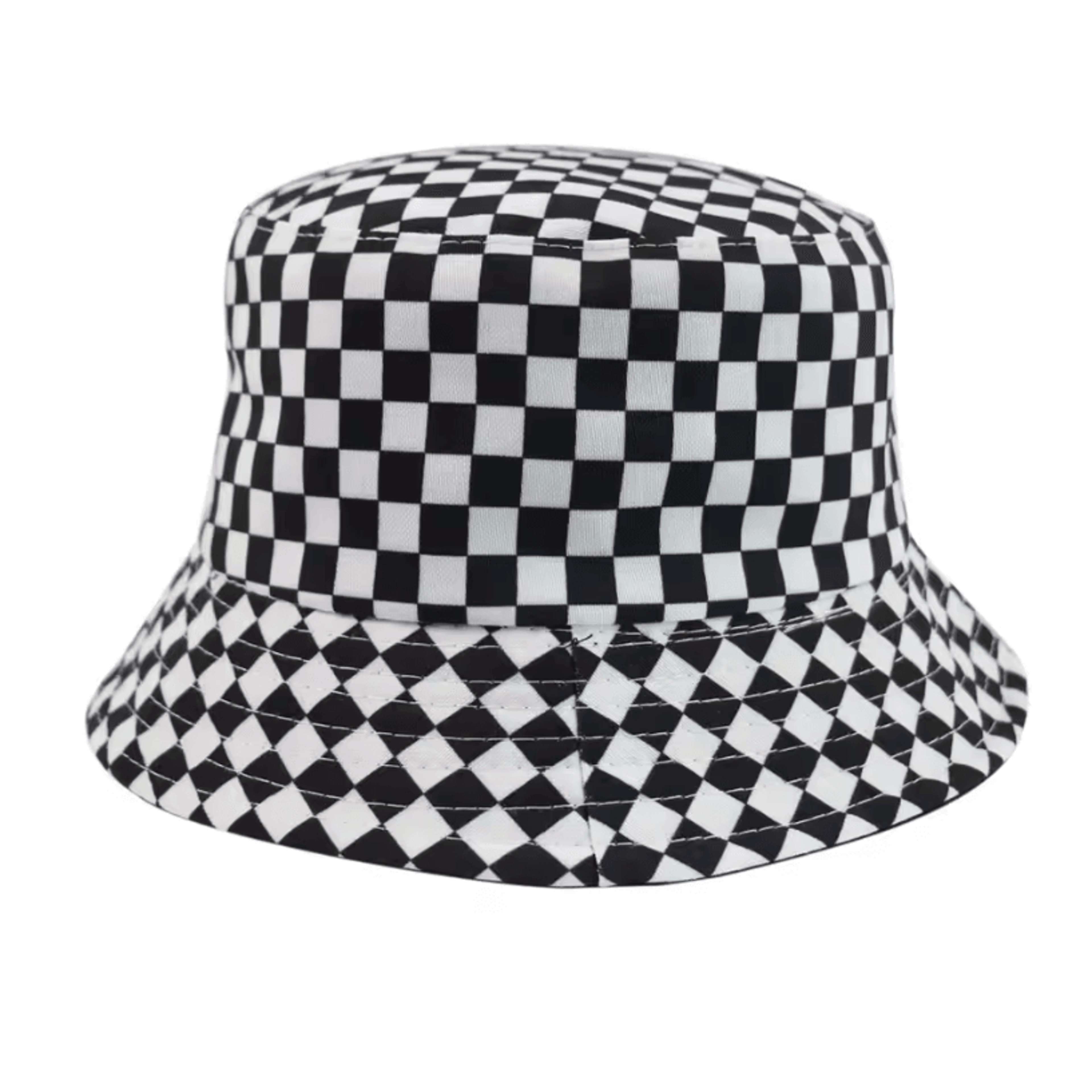 Black And White Checkered Fisherman Hat Unisex Hip Hop Street Graffiti Skateboard Cap 2