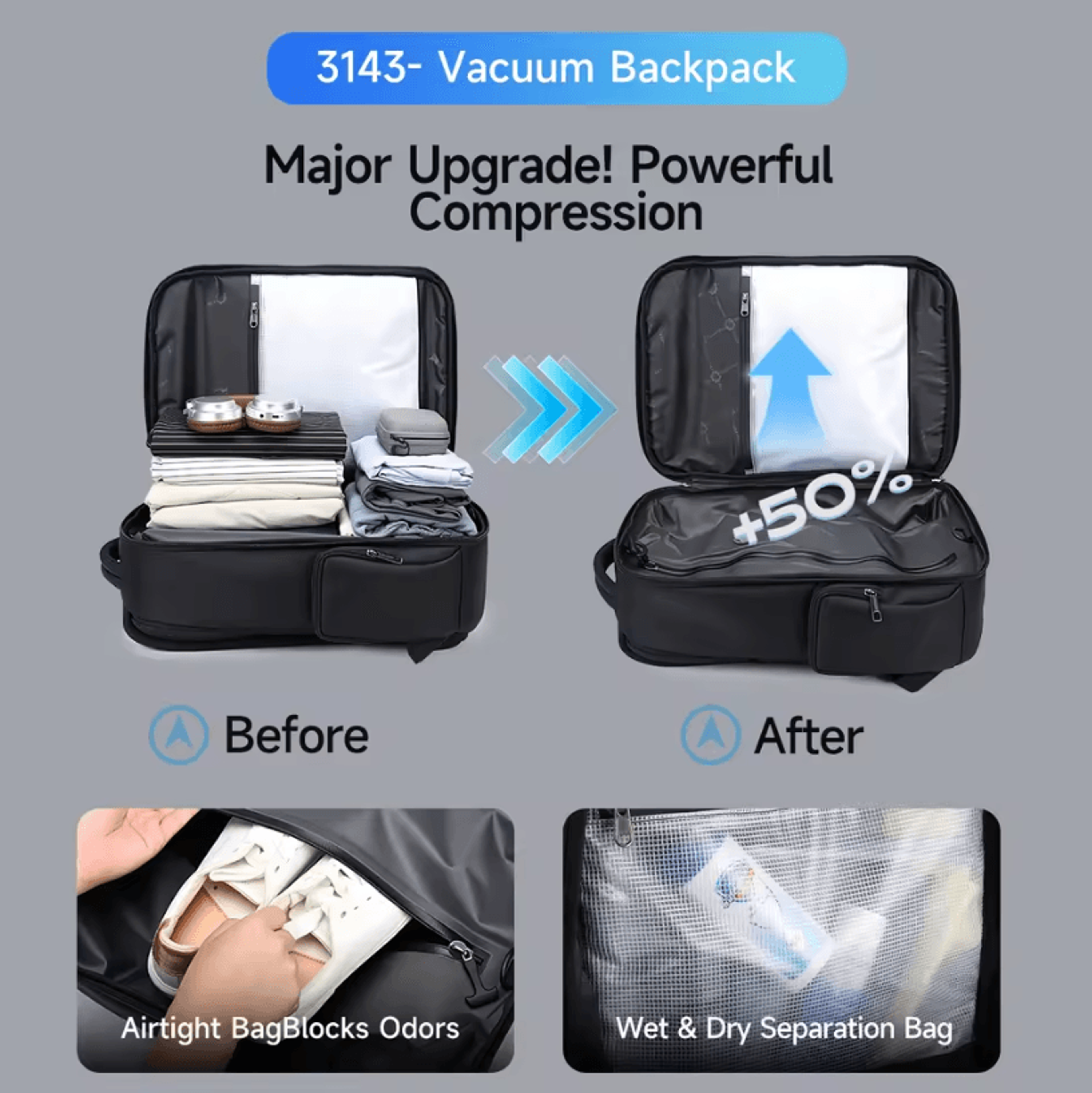 Tigernu Large Capacity Laptop Backpack For Men With Vacuum Compression Design  14 1561 73 Inch Scho 2