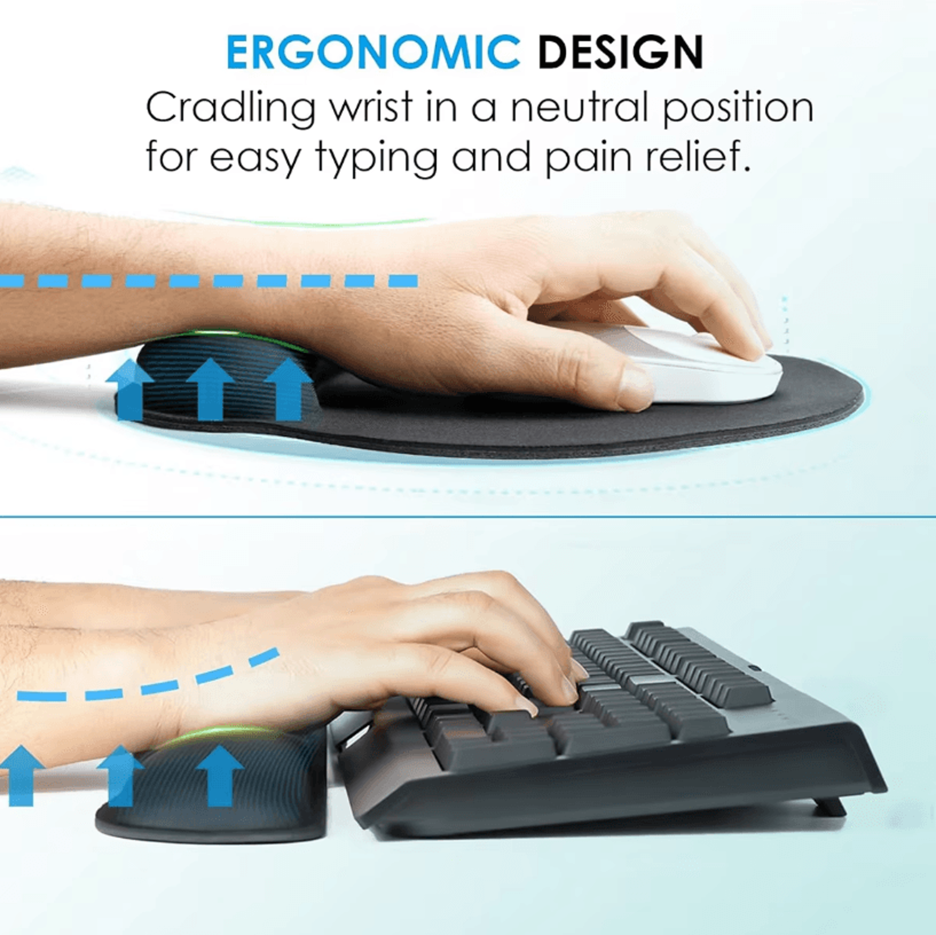2Piece Keyboard And Mouse Wrist Rest Set With Silky Gel Memory Foam For Ergonomic Comfort 1